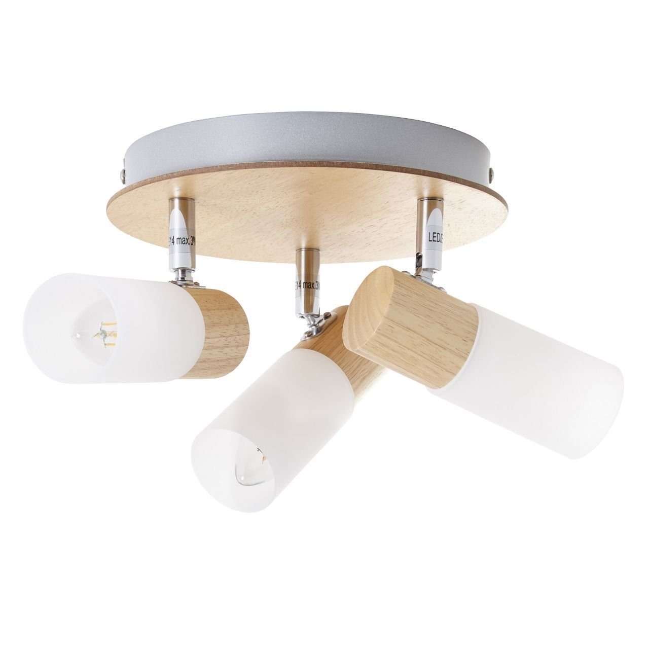 Brilliant Deckenstrahler Babsan, ohne Leuchtmittel, Spotrondell 3flg holz h günstig online kaufen