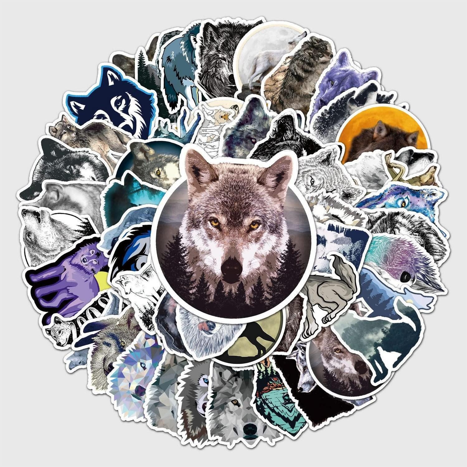 LuxusKollektion Aufkleber Aufkleber Wolf Vinyl wasserdicht 50 Stück