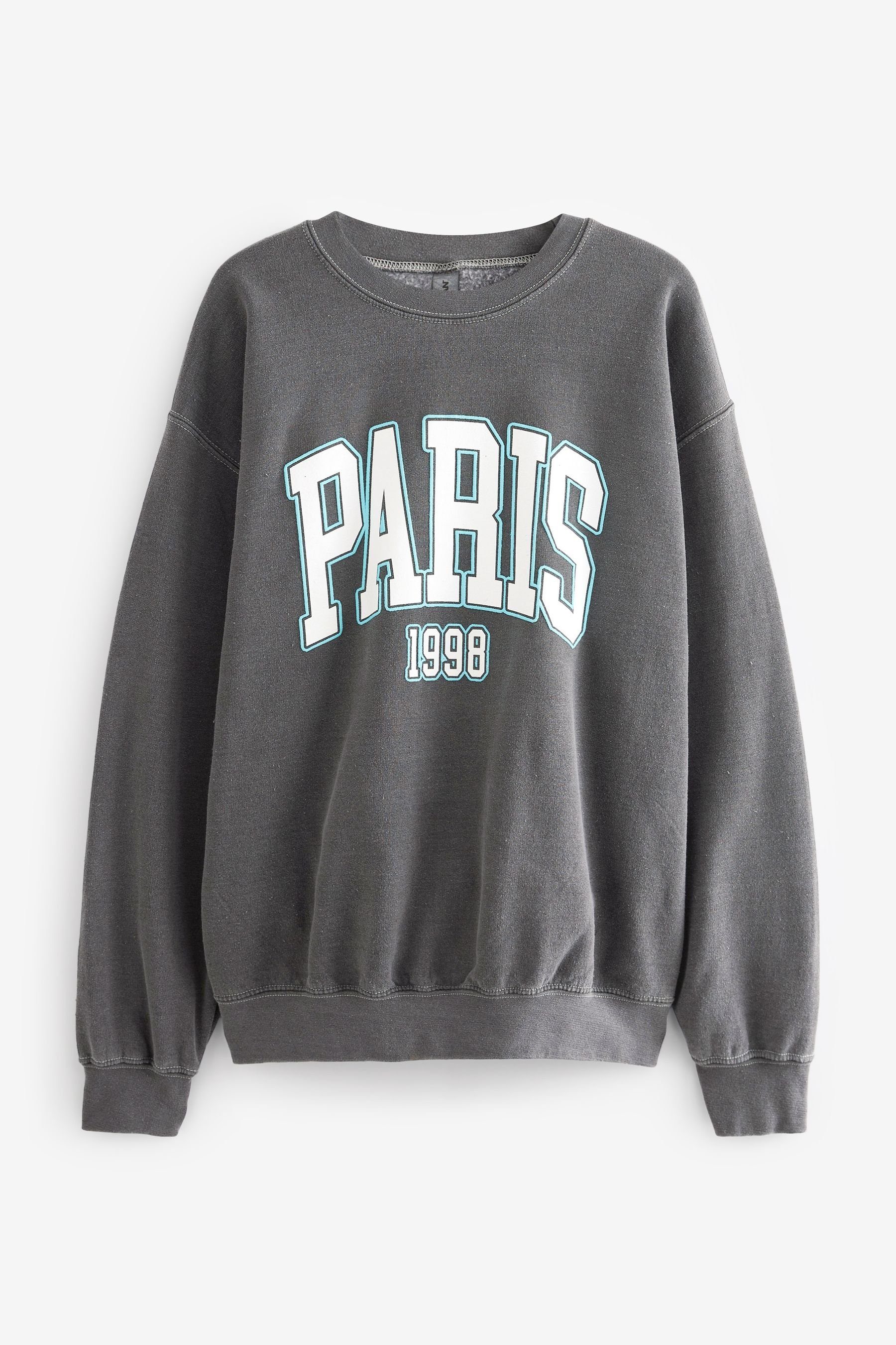 Next Kapuzensweatshirt Grafik-Sweatshirt (1-tlg) Paris Charcoal Grey