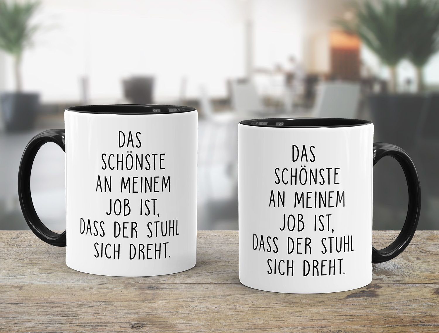 MoonWorks Tasse Spruch-Tasse Kaffee-Tasse Das Schönste an meinem Job ist, dass der Stuhl sich dreht Kaffeetasse Teetasse Keramiktasse MoonWorks®, Keramik