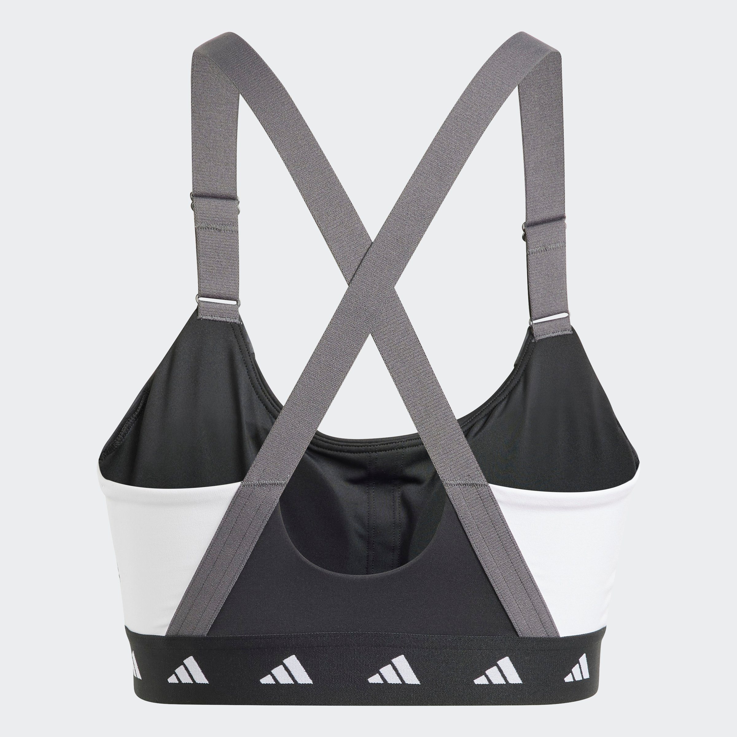 adidas Performance Sport-BH POWERIMPACT TRAINING Grey Black / MEDIUM-SUPPORT / (1-tlg) COLOURBLOCK Six TECHFIT White