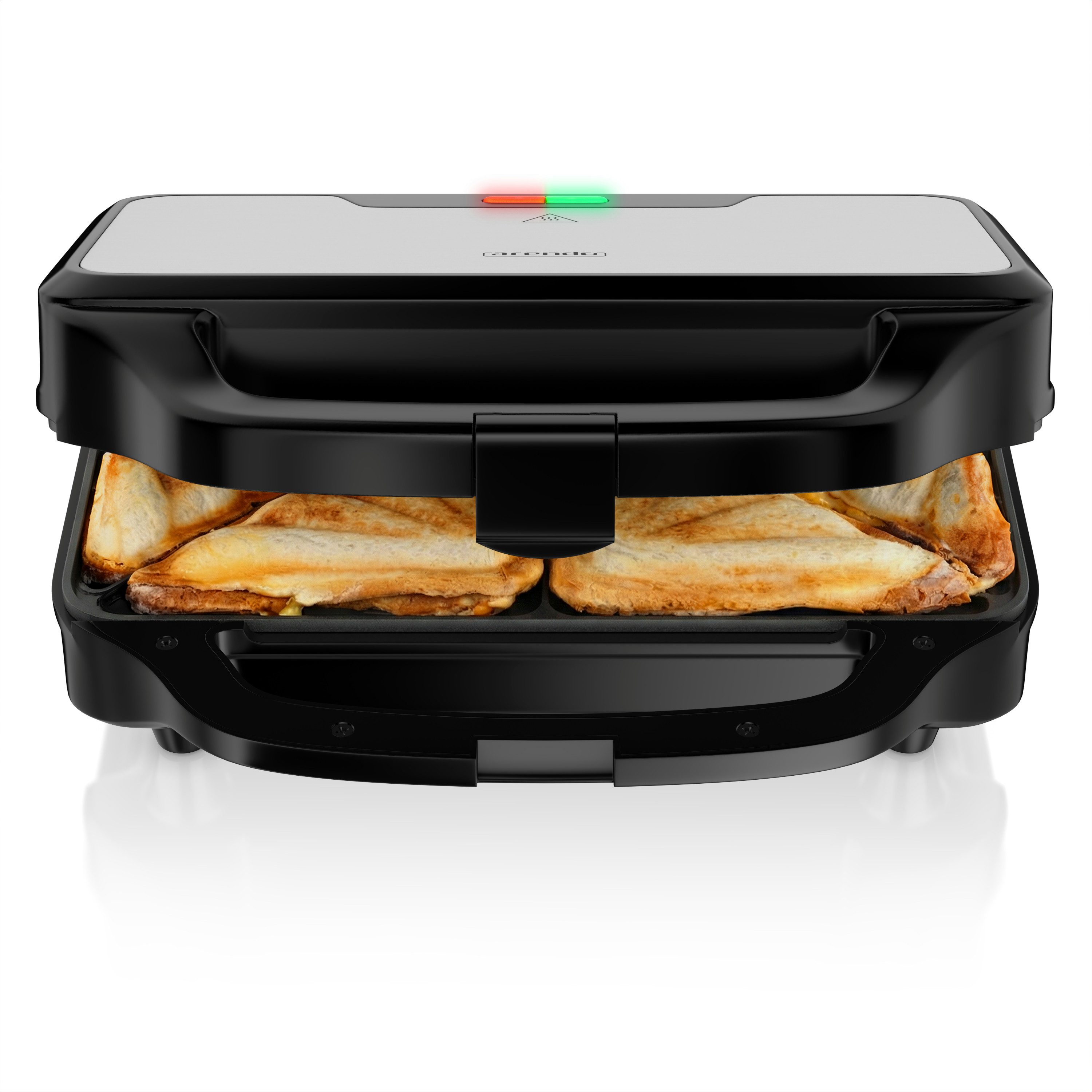 Arendo 3-in-1-Sandwichmaker Sandwichtoaster, 900 W, Antihaftbeschichtet, Schnellaufheizung, 900 W, automatische Temperaturregelung, 900 W, Edelstahl-Applikation