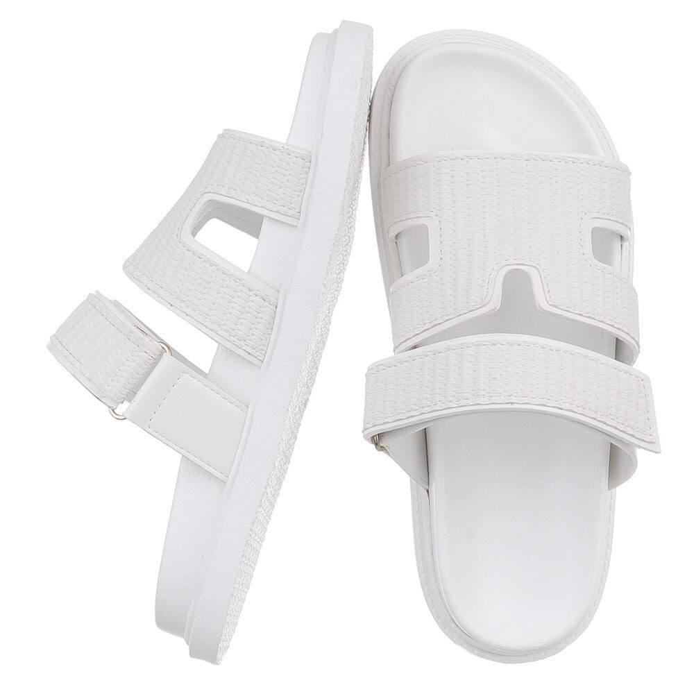Ital-Design Bequeme Damen-Sandalen mit gepolsteter Innensohle Pantolette (90033088) Flach Pantoletten in Weiß – Bild 2 von 5