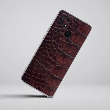 DeinDesign Handyhülle Krokodil Leder Animalprint Croco dark brown, Xiaomi Redmi 10C Silikon Hülle Bumper Case Handy Schutzhülle