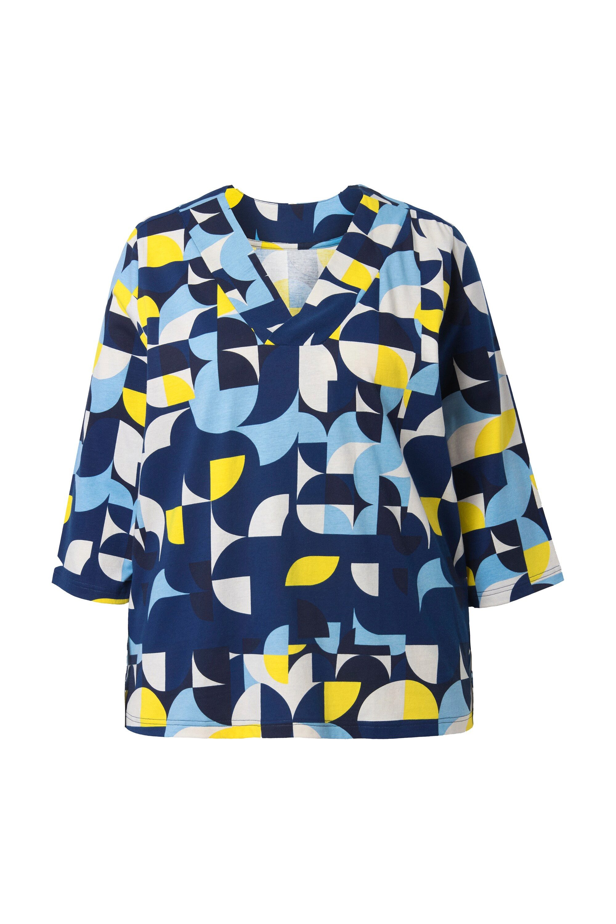 Ulla Popken T-Shirt Longshirt A-Linie V-Ausschnitt 3/4-Arm günstig online kaufen