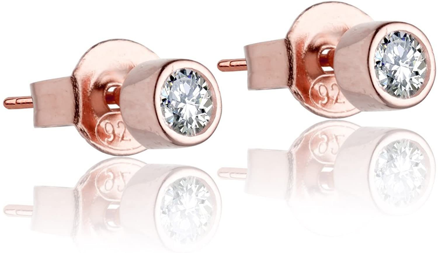 Karisma Paar Ohrstecker Karisma 1 Paar Damen rosévergoldet Ohrstecker Silber 4mm Zirkonia Stein Weiss HS-ERG53.4RG - Roségold