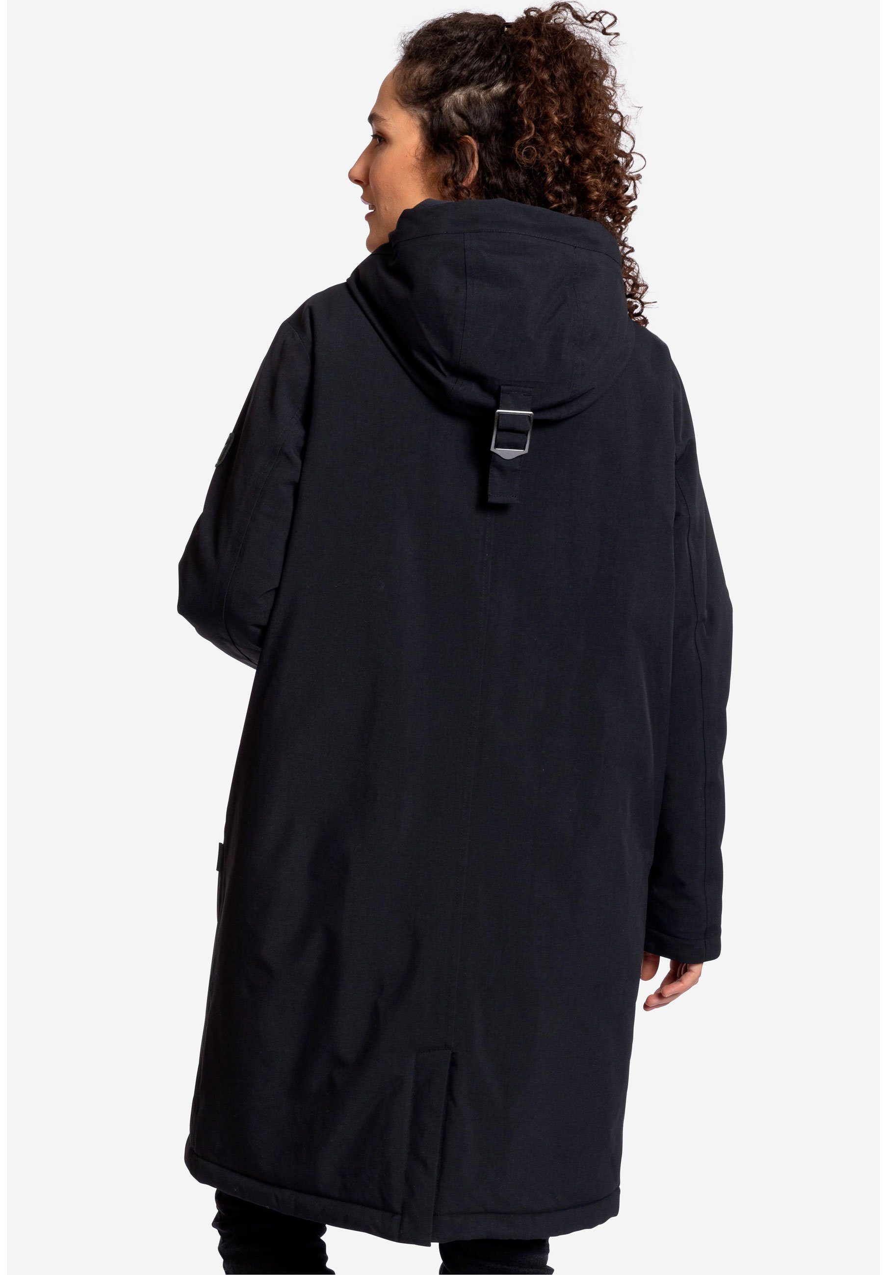 Mantel wasserdicht Berlin black Look Elkline Oversize halblanger Winterjacke