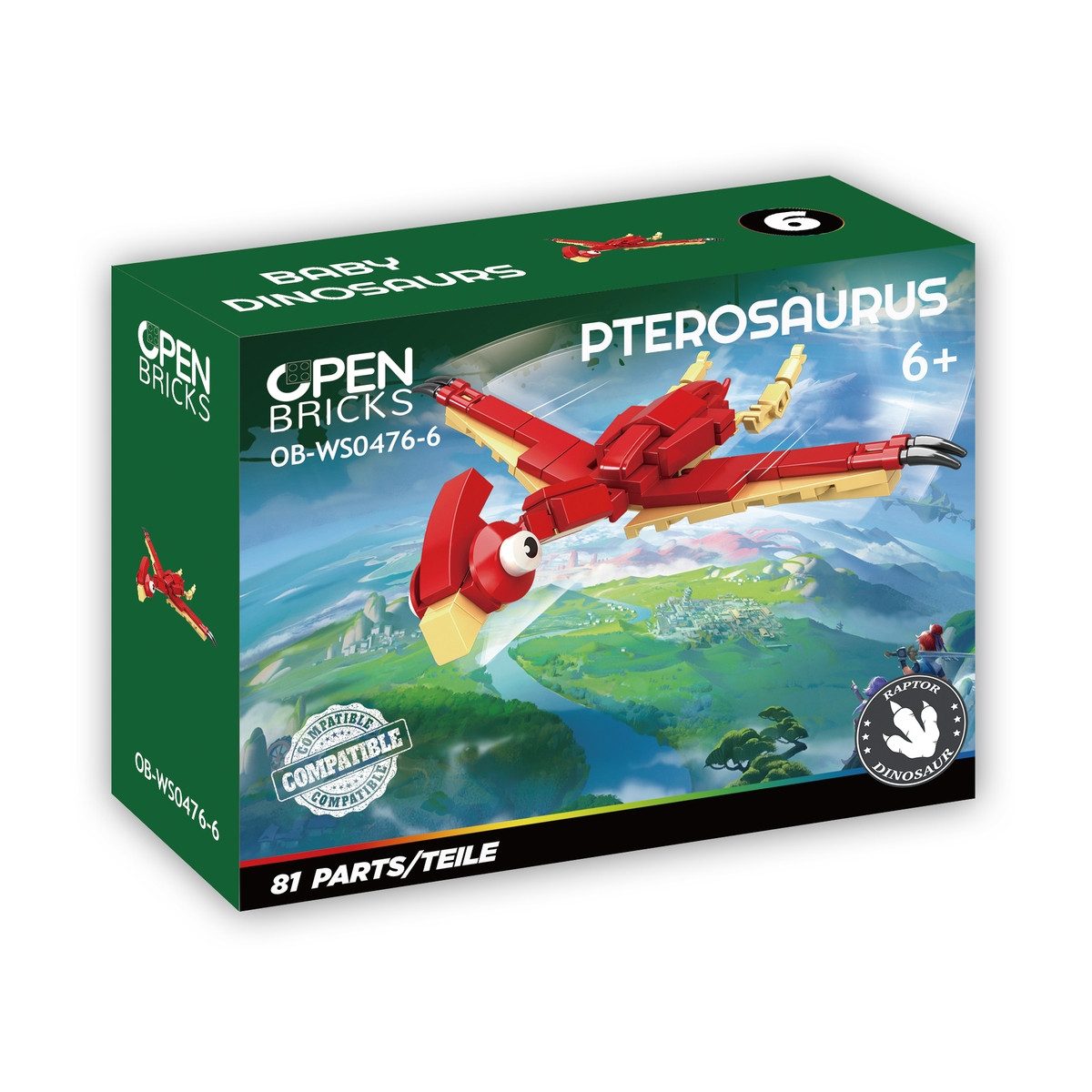 Open Bricks Styropor-Teil Bausatz Dinosaurier Baby Pterosaurus 81 Teile
