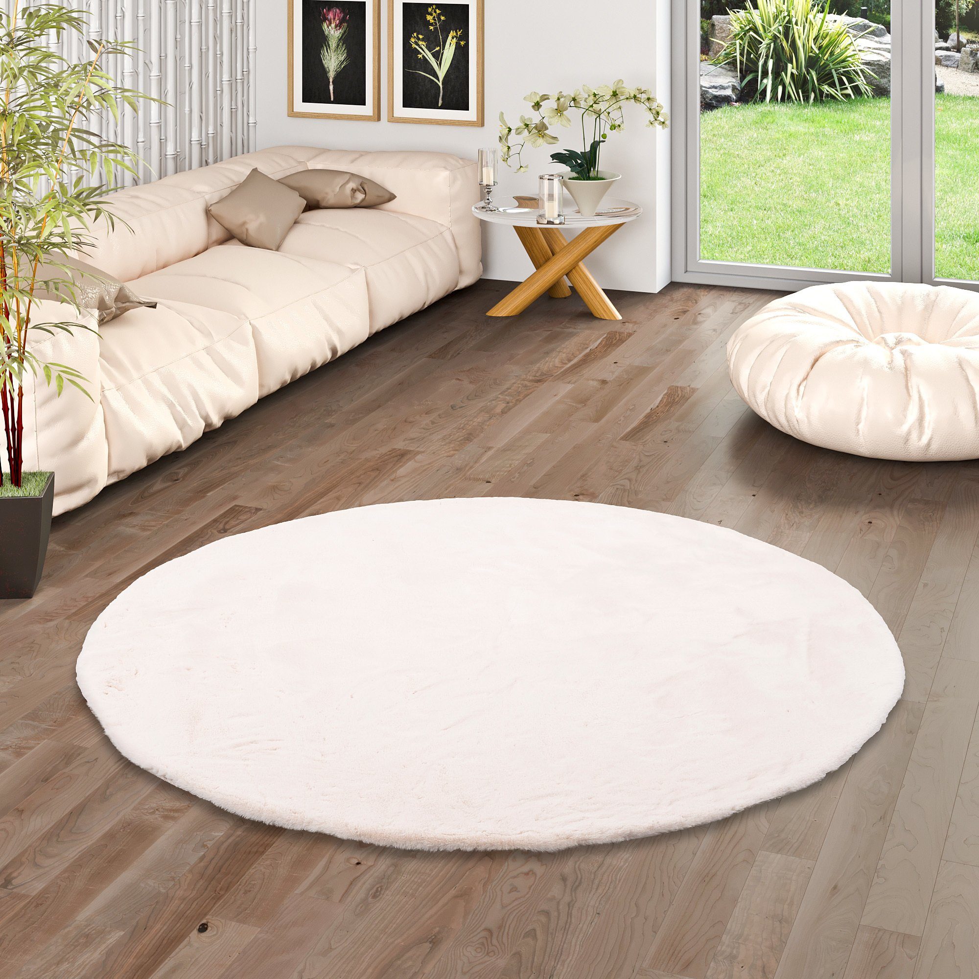 Pergamon Fellteppich Fellteppich Luxus Super Soft Plush Rund, Rund, Höhe: 25 mm