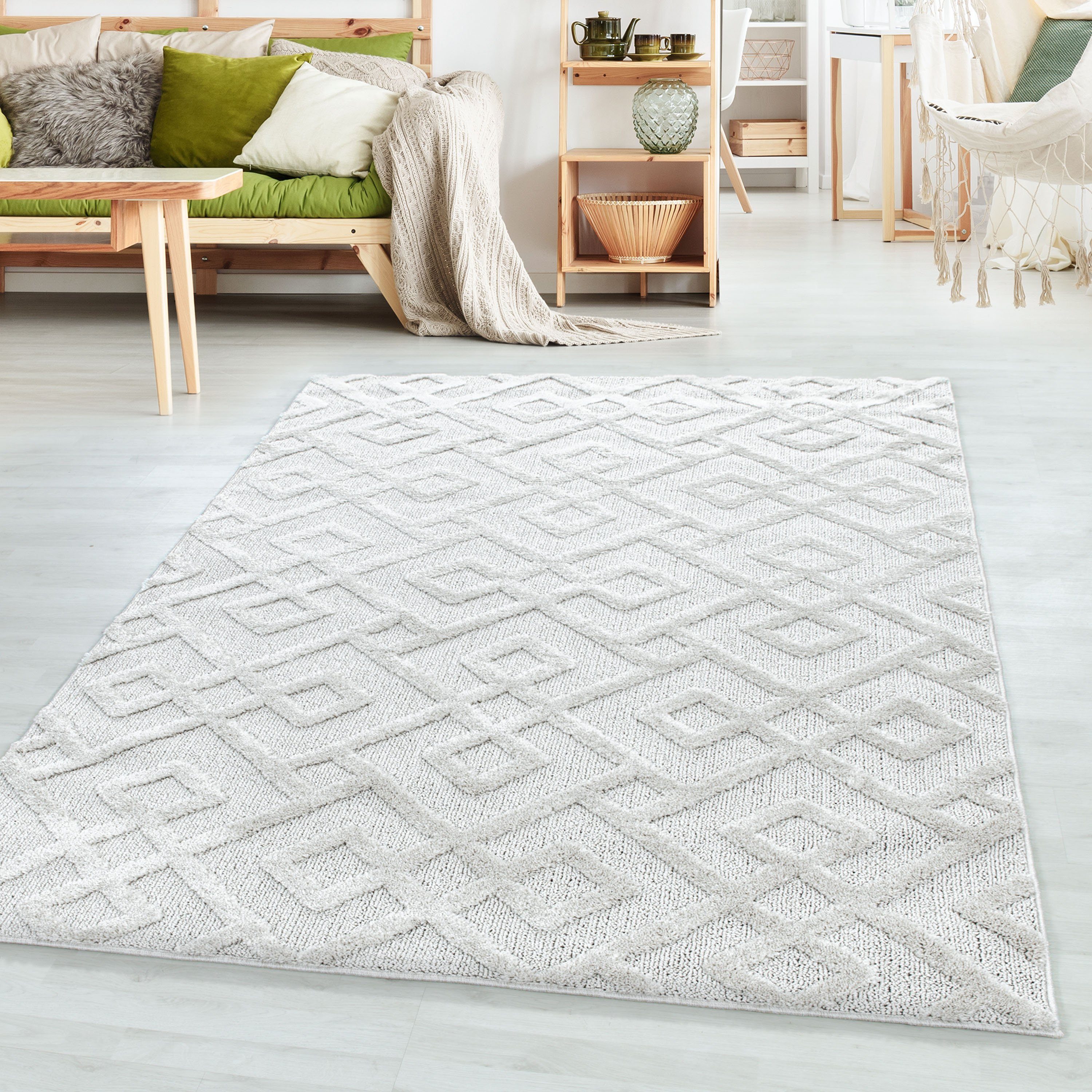 SIMPEX24 Teppich Geometrisch Design, Rund, Höhe: günstig online kaufen
