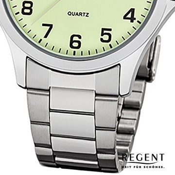 Regent Quarzuhr Regent Herren Uhr 1152405 Metall Quarz, Herren Armbanduhr rund, mittel (ca. 39mm), Metallarmband