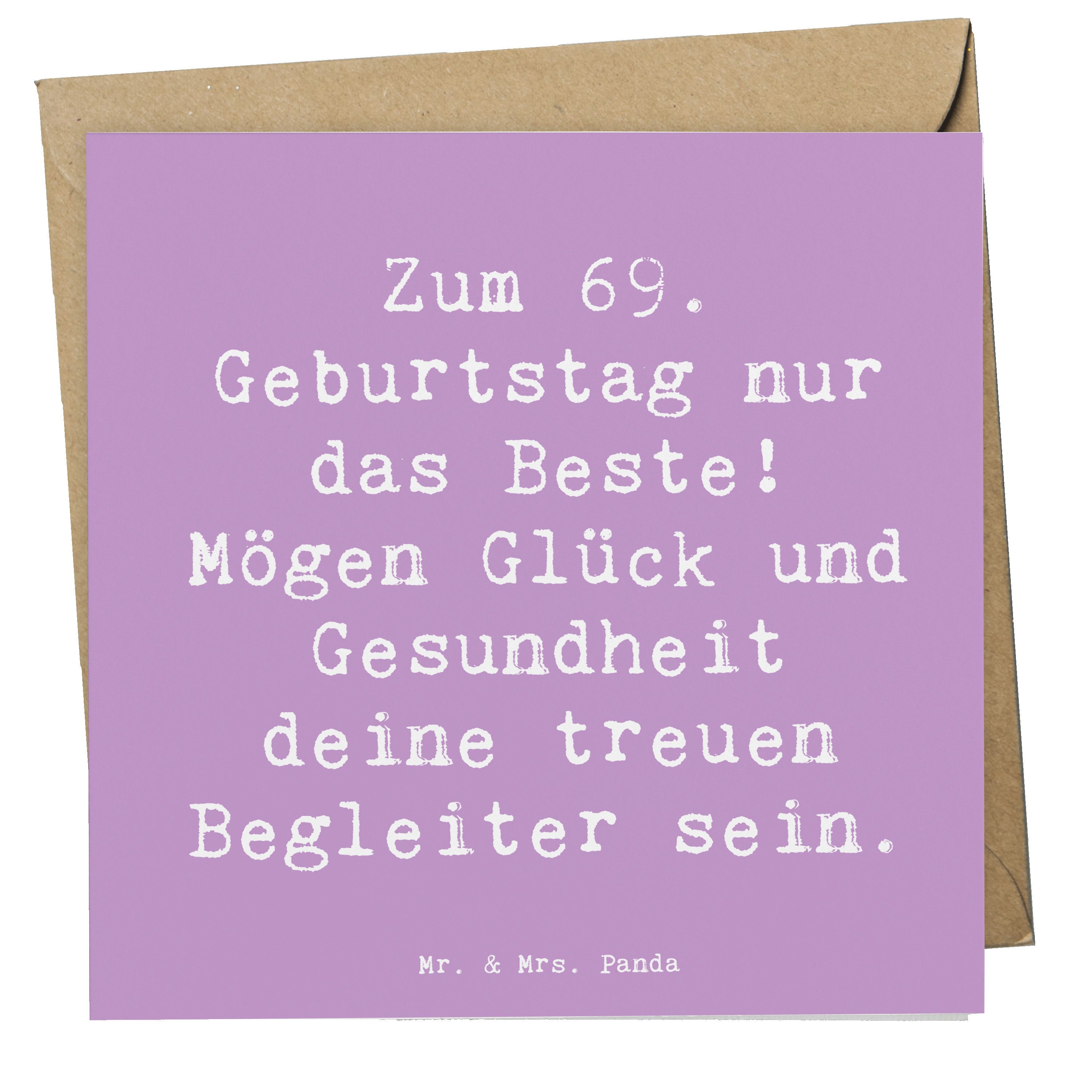 Mr. & Mrs. Panda Grußkarte Spruch 69. Geburtstag Glück, Klappkarte, Lavendeltraum, anlasskarte, Erinnerungen Freude kreative Geschenkideen