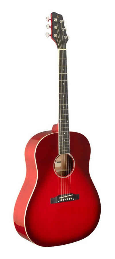 Stagg Konzertgitarre SA35 DS-TR Slope Shoulder Dreadnought Gitarre, Transparent Rot