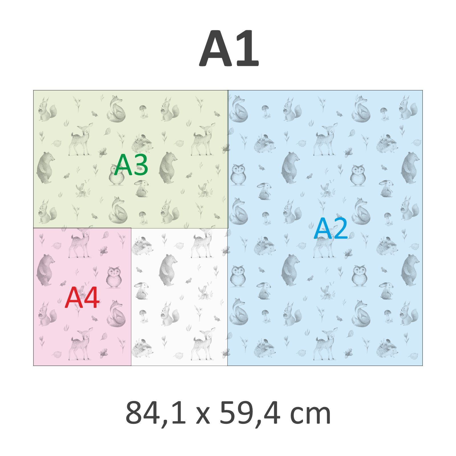 nikima Packpapier Meerestiere bunt Aquarell Geschenkpapier, 5 Bögen – Bild 4 von 4