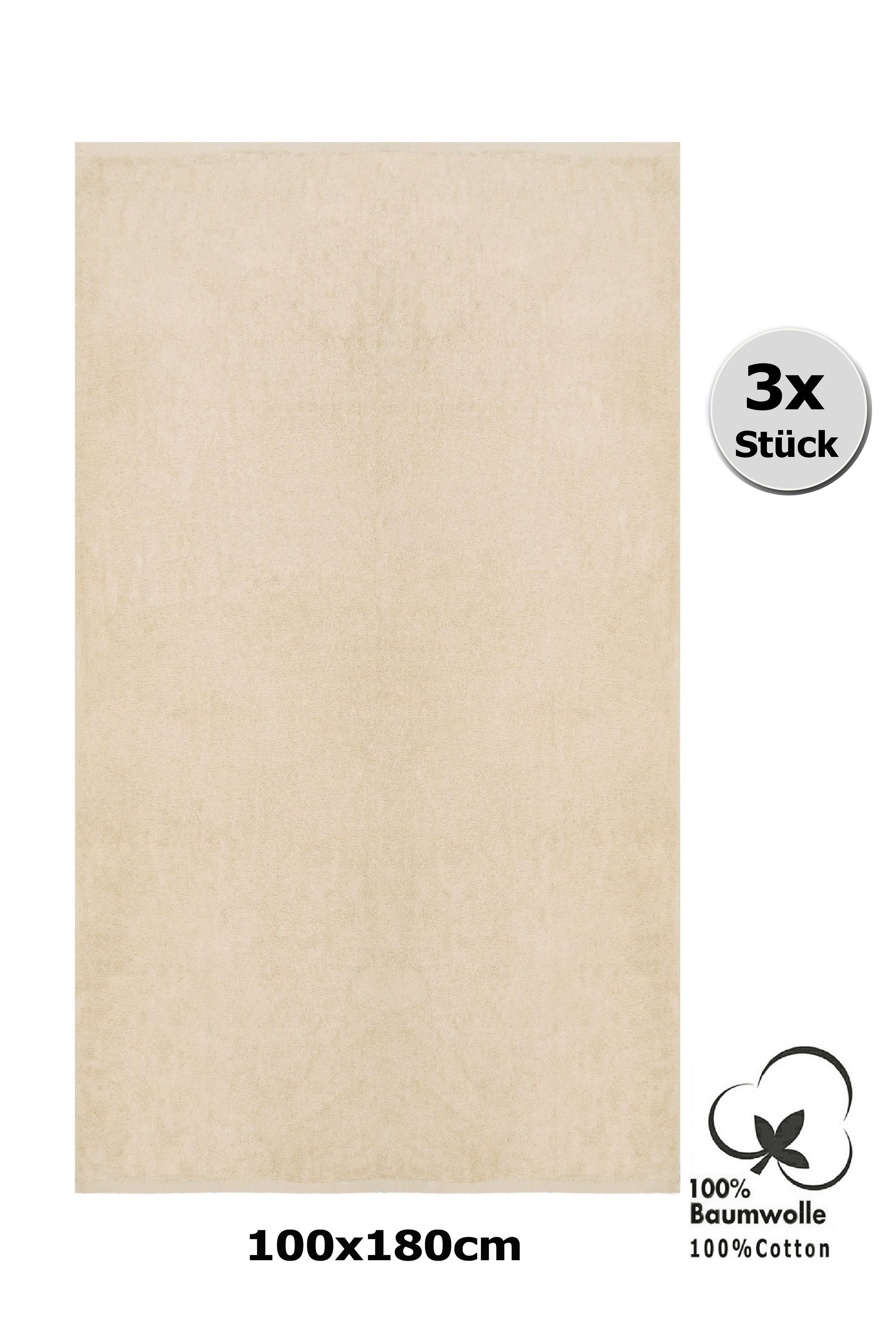 Betz Badetücher 3 Stück Badetuch groß XXL Saunatücher Dresden Strandtuch 100x180cm, 100% Baumwolle (Set, 3-St), Farbe Sand