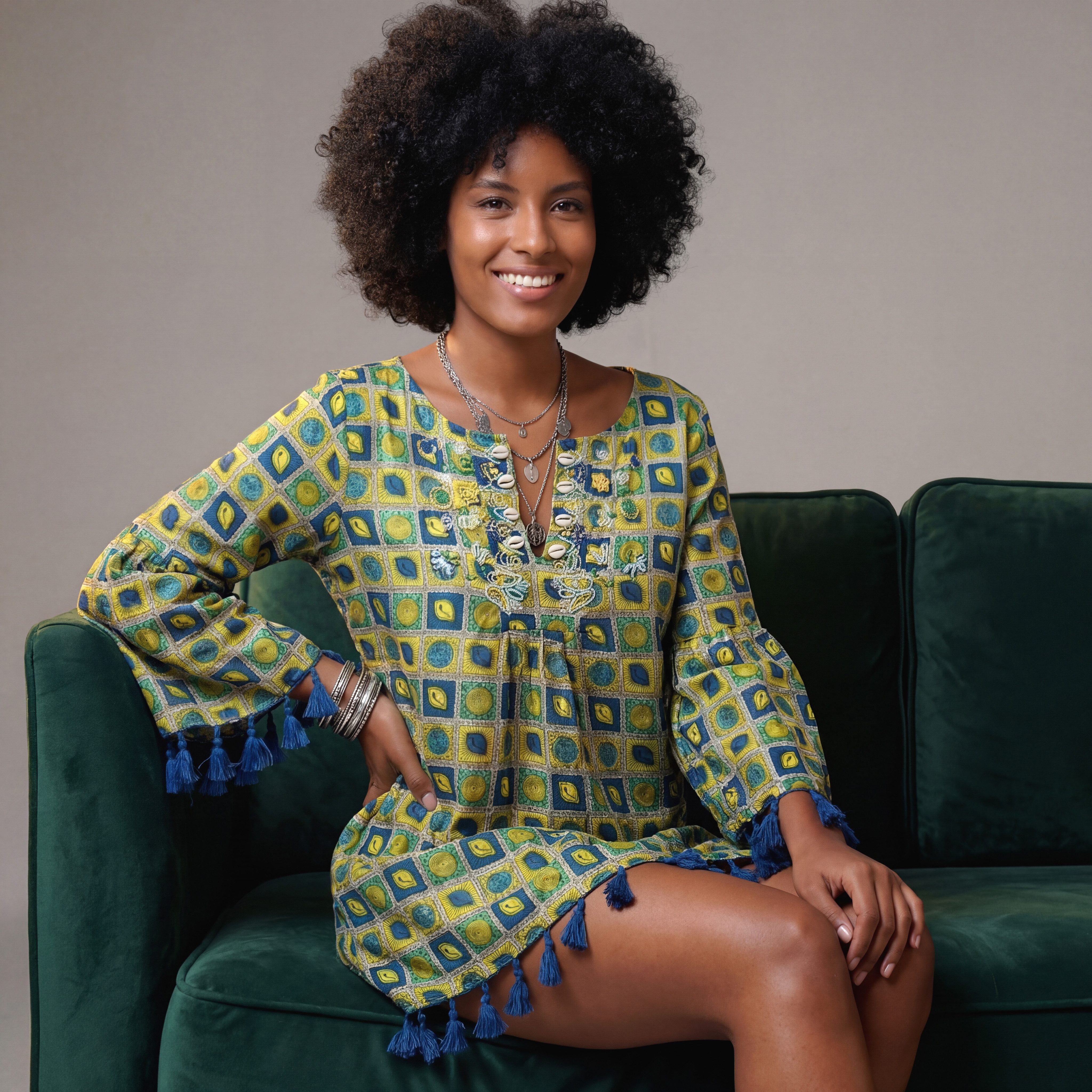 YC Fashion & Style Tunika Ethno Muster Bluse langarm, lockeres Sommer Oberteil Boho-Design