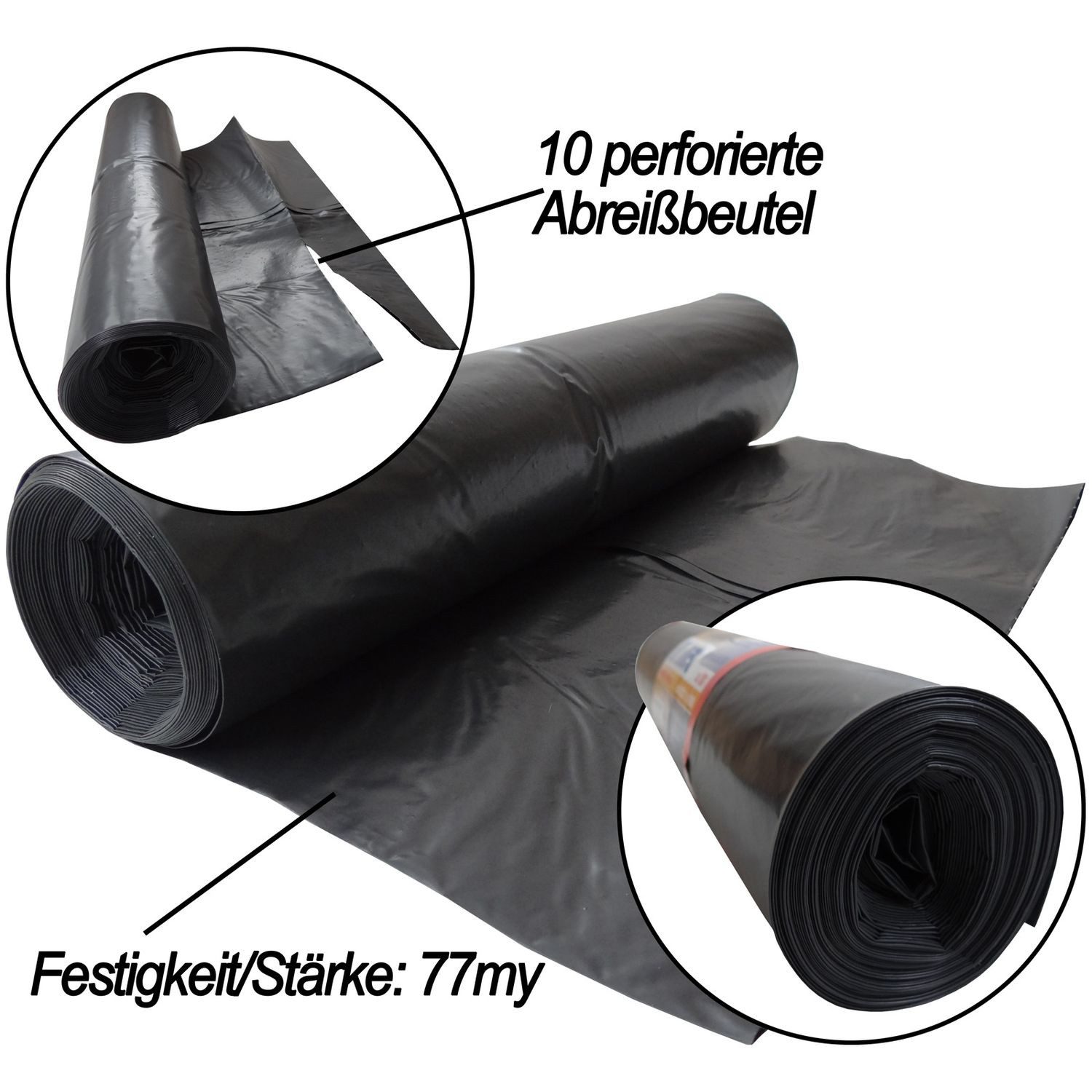 Hossi's Wholesale Müllbeutel 120 Abfallbeutel 150L Karton Rolle Müllsack Säcke Tüten Schwarz Garten