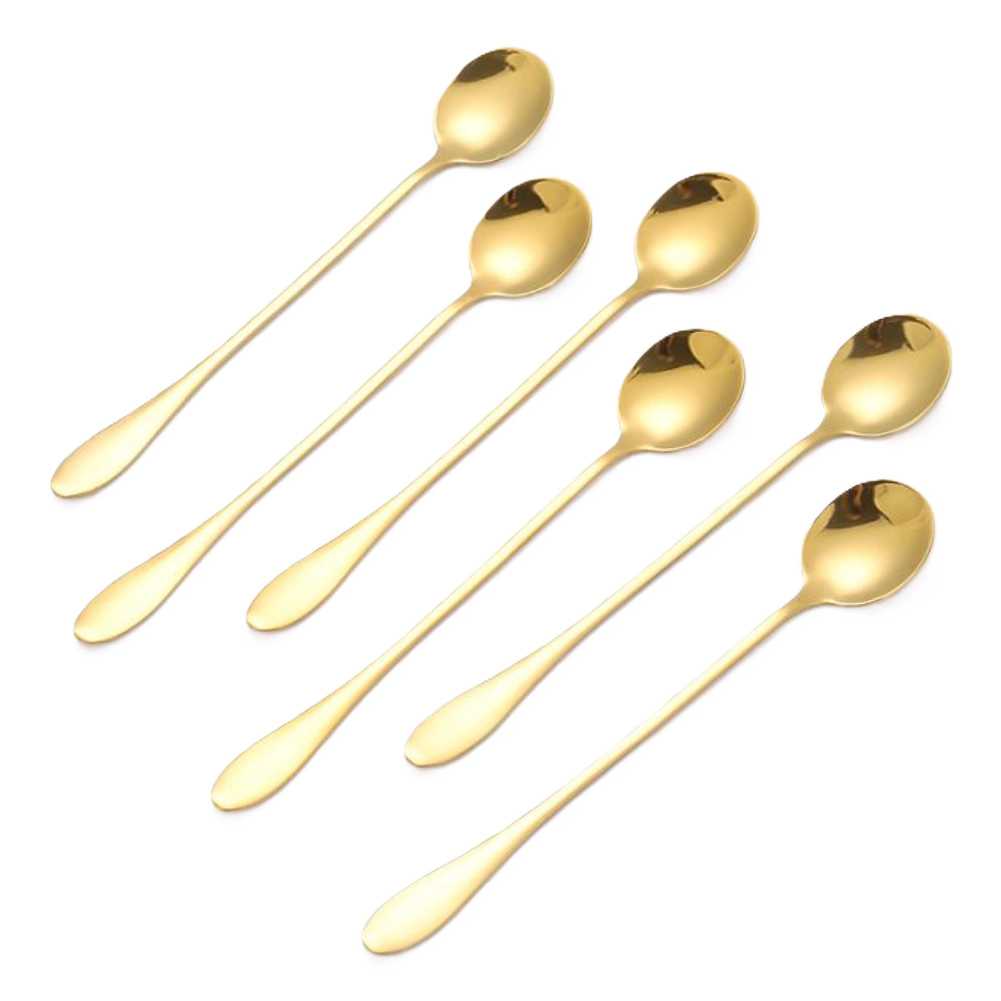 Cheffinger Besteck-Set 6er Set goldene Latte-Kaffeelöffel aus hochwertigem Edelstahl Modern, Edelstahl