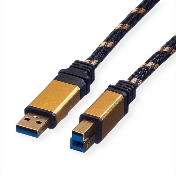 ROLINE GOLD USB 3.2 Gen 1 Kabel Typ A-B USB-Kabel USB 3 Typ A Männlich (Stecker) USB 3 Typ B Männlich (Stecker) (80.0 cm) Retail Blister