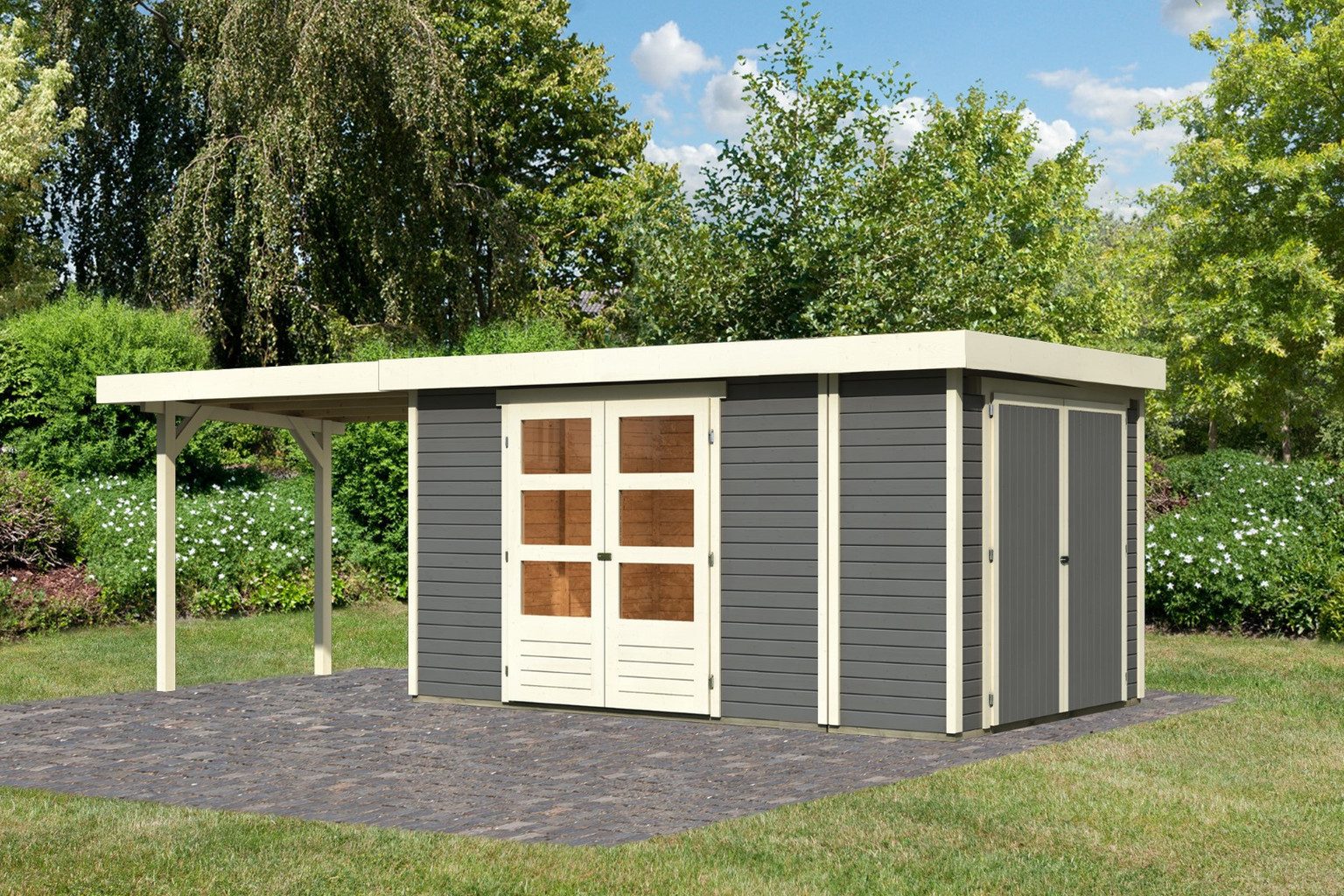Karibu Gartenhaus Karibu Gartenhaus Retola 6, 19 mm, 667 x 262 x 211 cm, Typ 6, terragrau