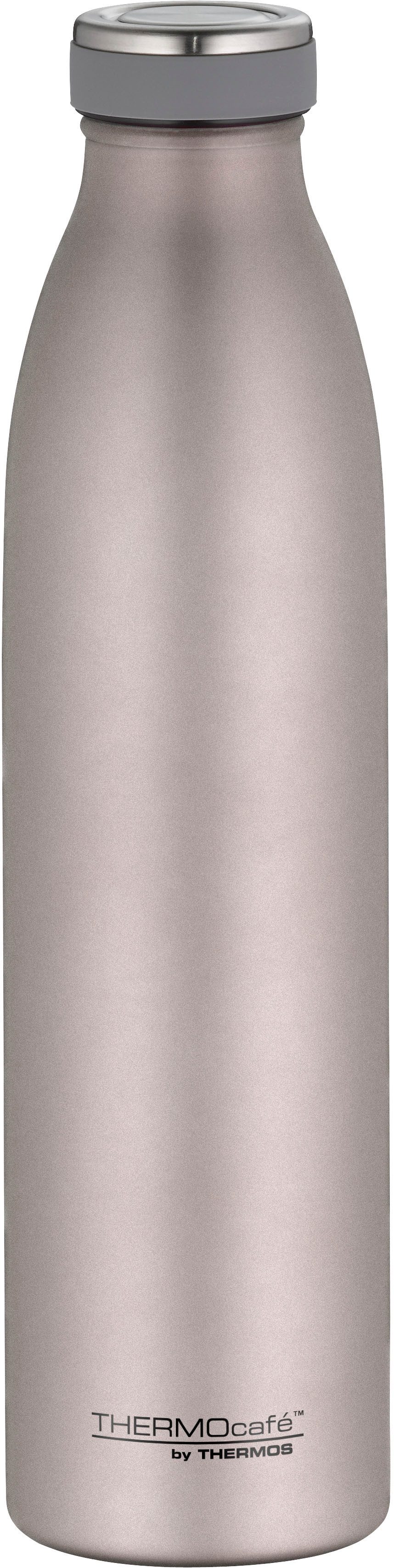 THERMOcafé Isolierflasche TC BOTTLE, aus doppelwandigem Edelstahl, spülmaschinenfest, gummierter Drehverschluss, absolut dicht bei Kohlensäure