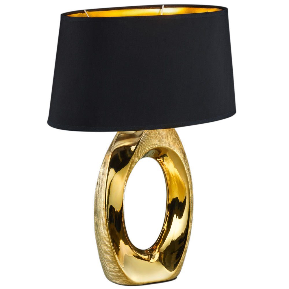 etc-shop Tischleuchte, Leuchtmittel nicht inklusive, Nachttischleuchte Tischlampe schwarz gold Tischleuchte