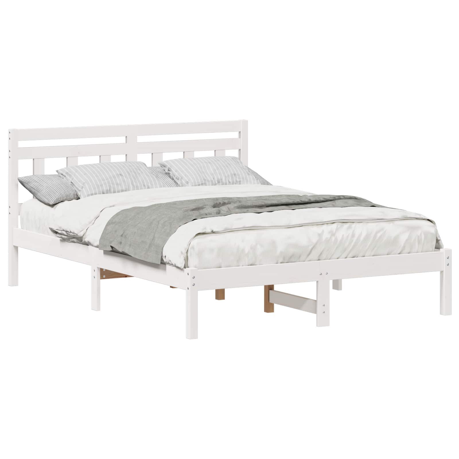 vidaXL Bett Bettrahmen Weiß 120 x 200 cm Massives Kiefernholz (1-tlg)