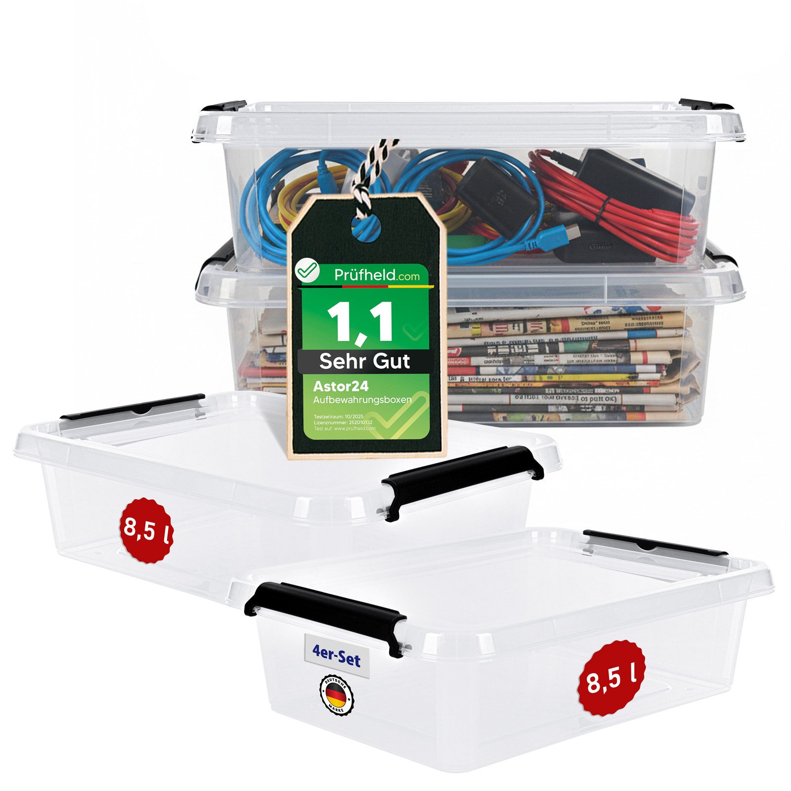 astor24 Aufbewahrungsbox Aufbewahrungsbox mit Deckel 4er Set Kunststoffbox günstig online kaufen