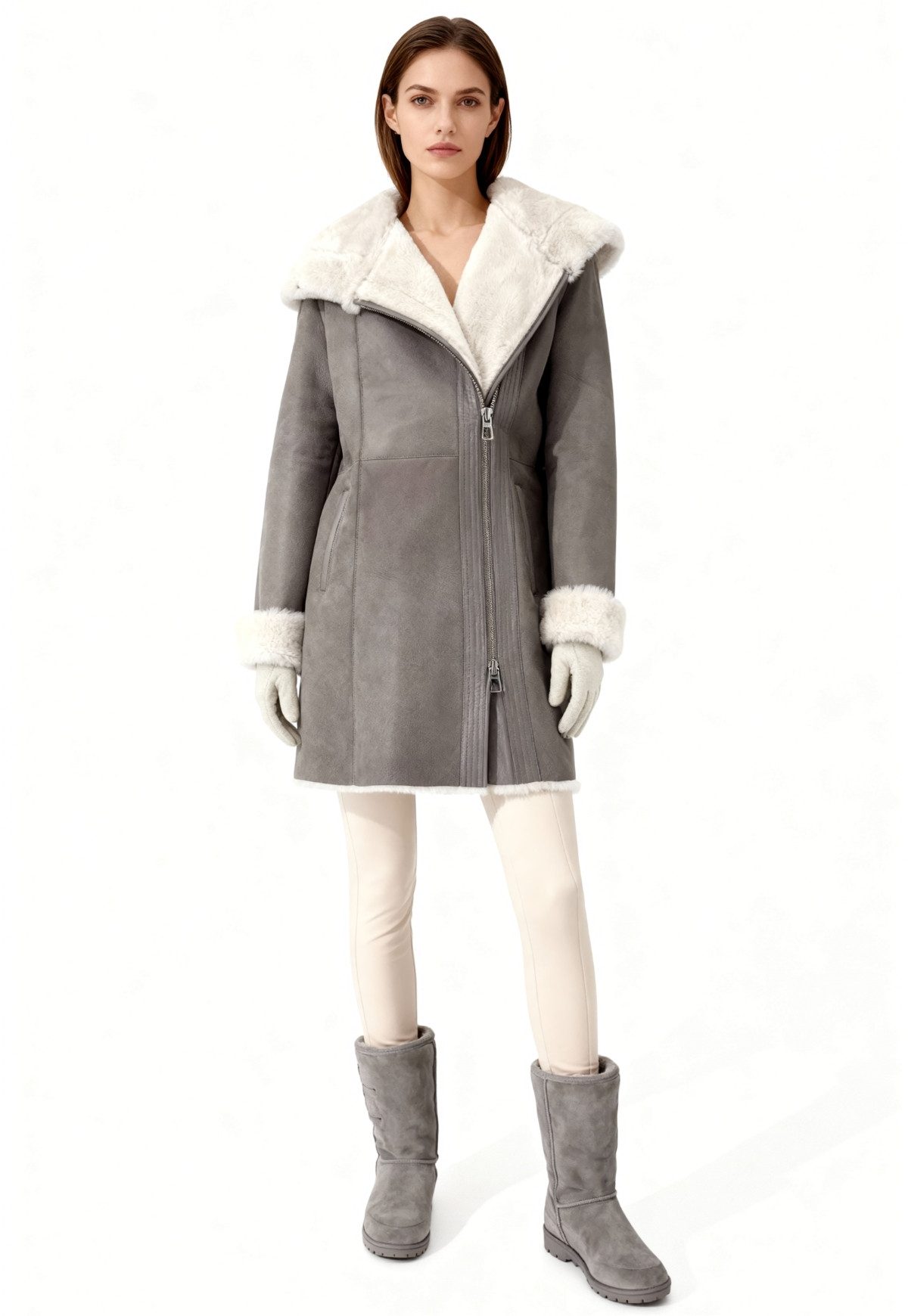 Hollert Wintermantel Damen Lammfellmantel Kate mit Kapuze günstig online kaufen