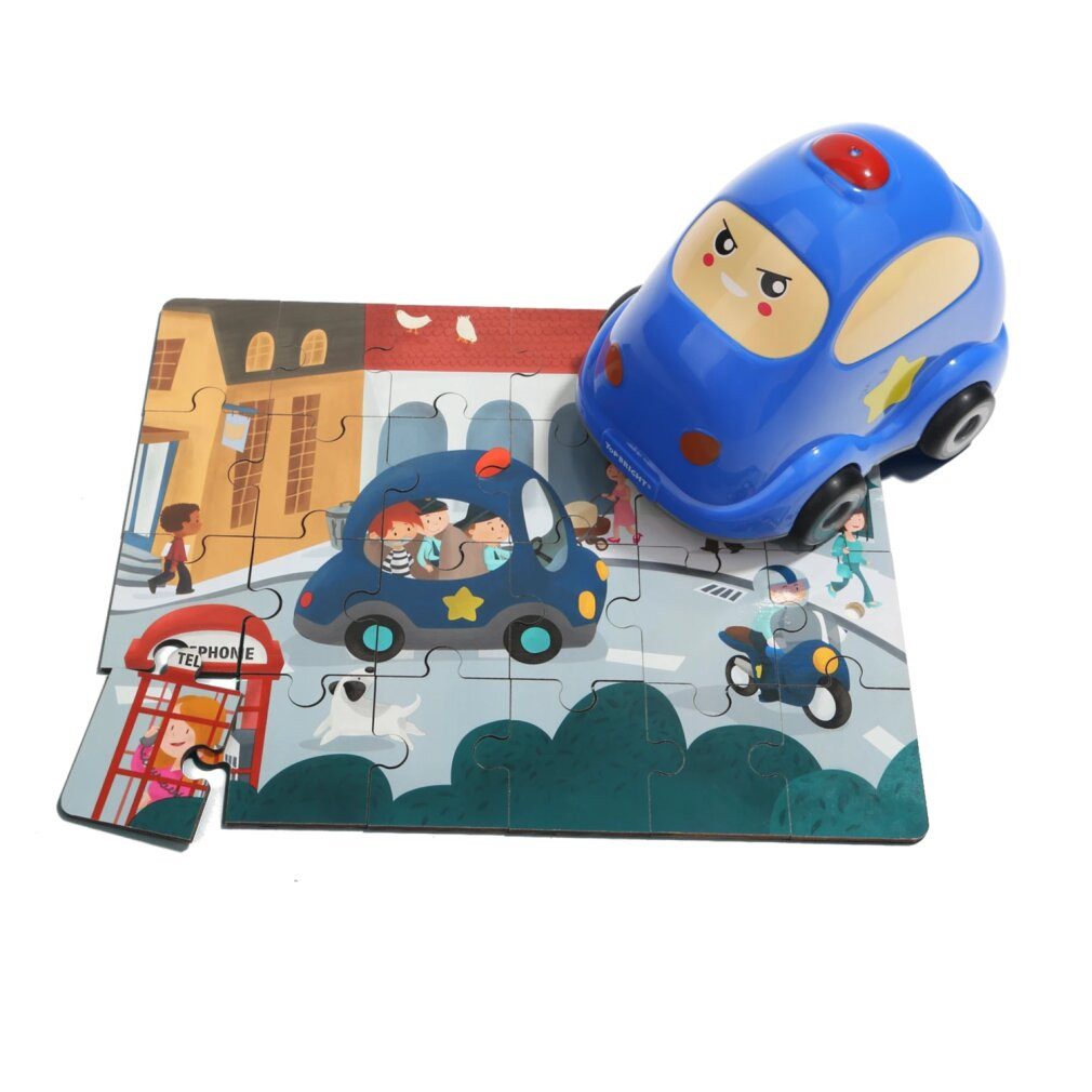 Topbright Puzzle Holzpuzzle Polizei mit Polizeiauto, 24tlg., Puzzleteile