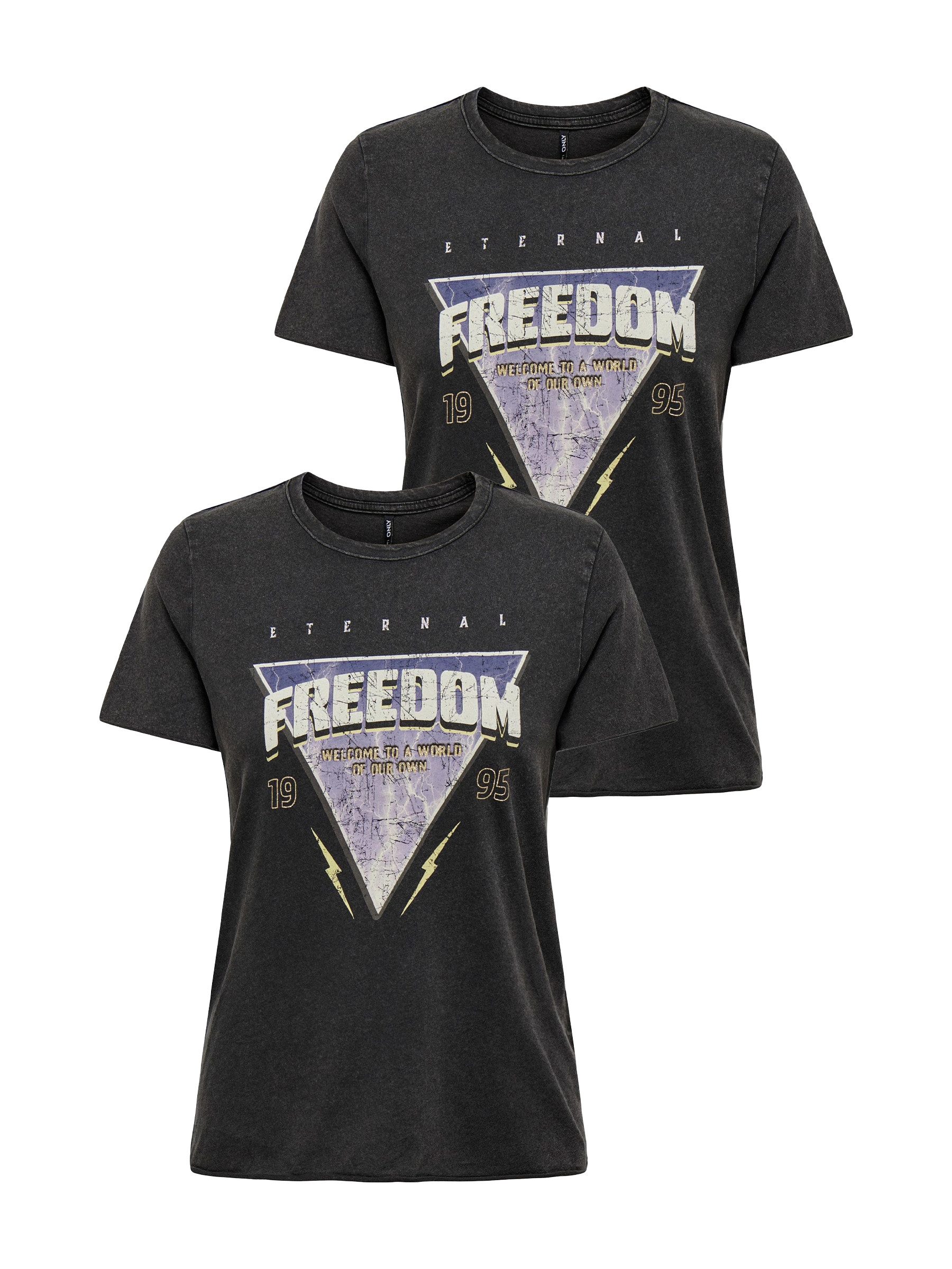 T-Shirt 2er-SET Print Kurzarm mit Design Druck