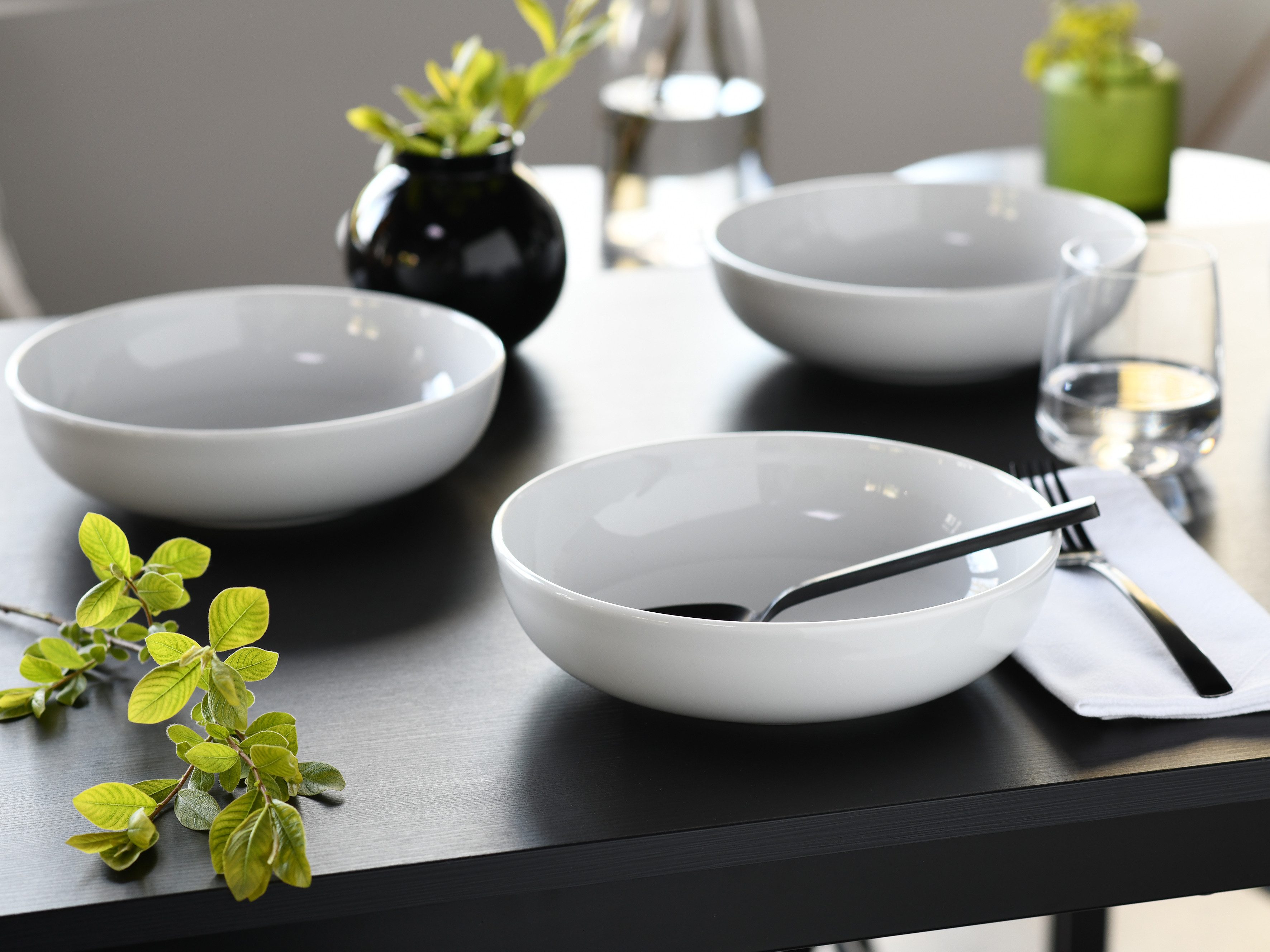 CreaTable Schale Allround Weiss, Poke Bowl 21 cm 4-tlg, Porzellan, (Set, 4-tlg), Daily Use, Zeitlos