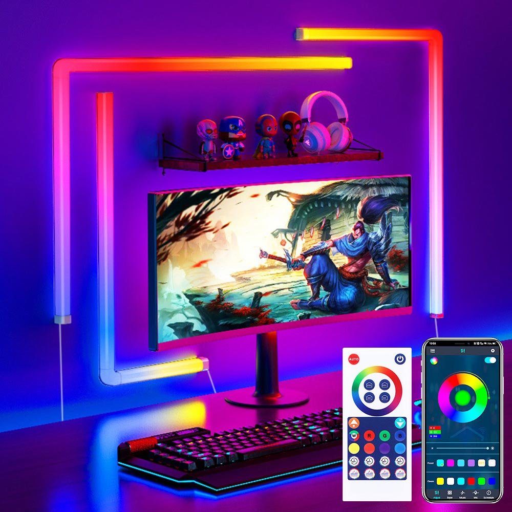 Rosnek LED Wandleuchte Smart, RGB, Musiksyn, Bluetooth, für Schlafzimmer Spielzimmer, RGB, App und Fernbedienung, Ambiente-Wandleuchten, LED-Lichtleisten