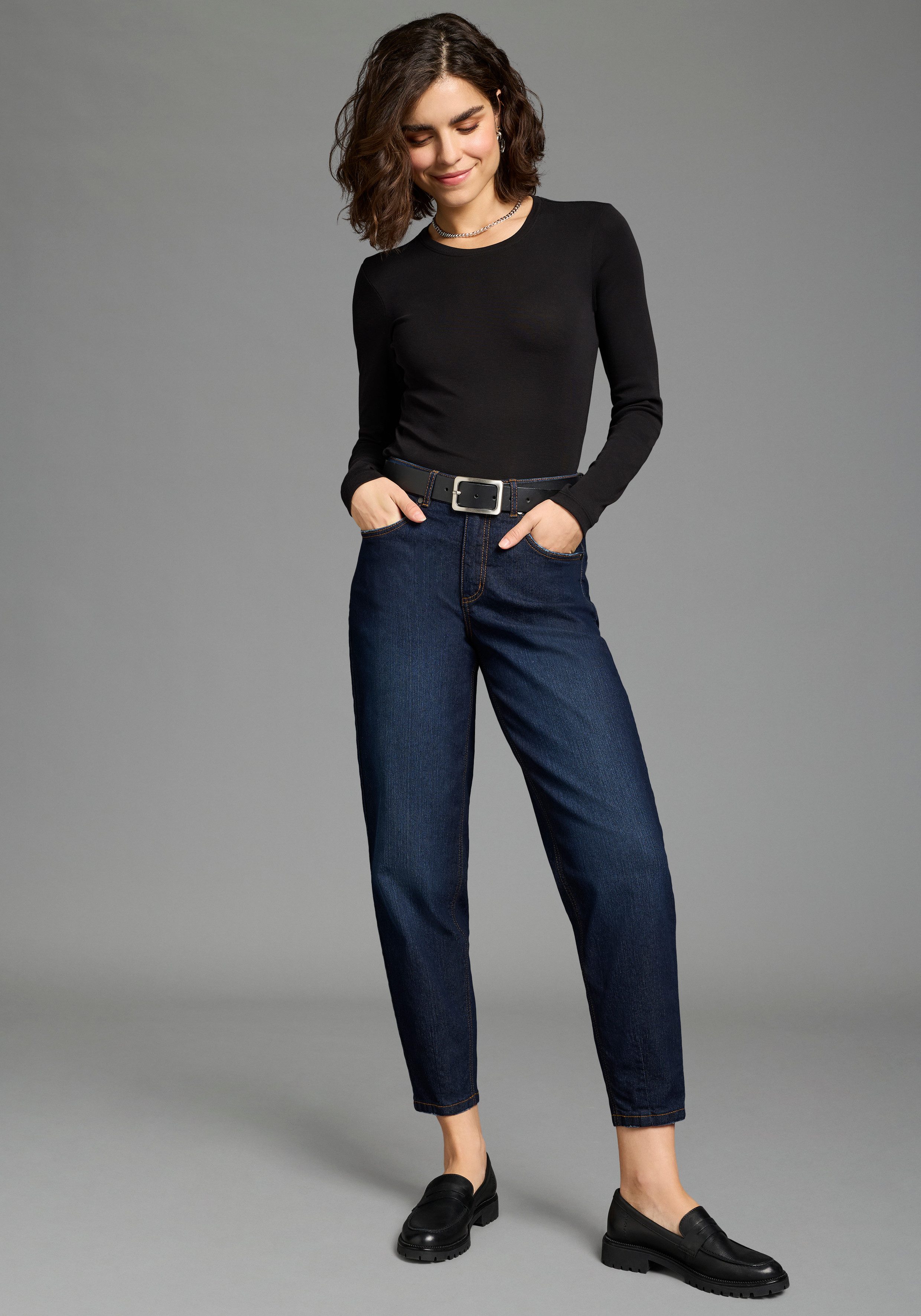 Arizona Comfort-fit-Jeans weite Beinform mit schmalem Abschluss, knöchellanger Schnitt – Bild 4 von 5