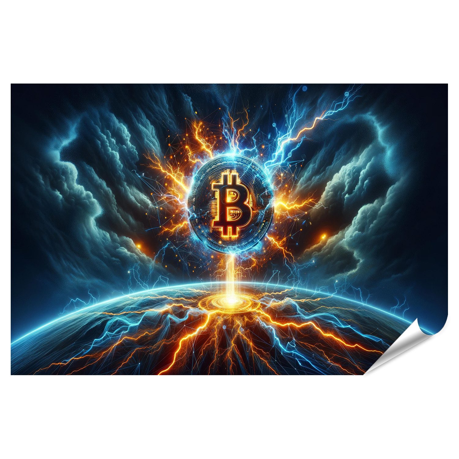 Bitcoin Poster Leinwandbild Bitcoin Bitcoin Leinwandbild Von Islandburner -  Elektrisches Bitcoin Symbol Mit Blitzen - Moderner Wanddeko Kryptowährung  Poster Krypto Geschenke