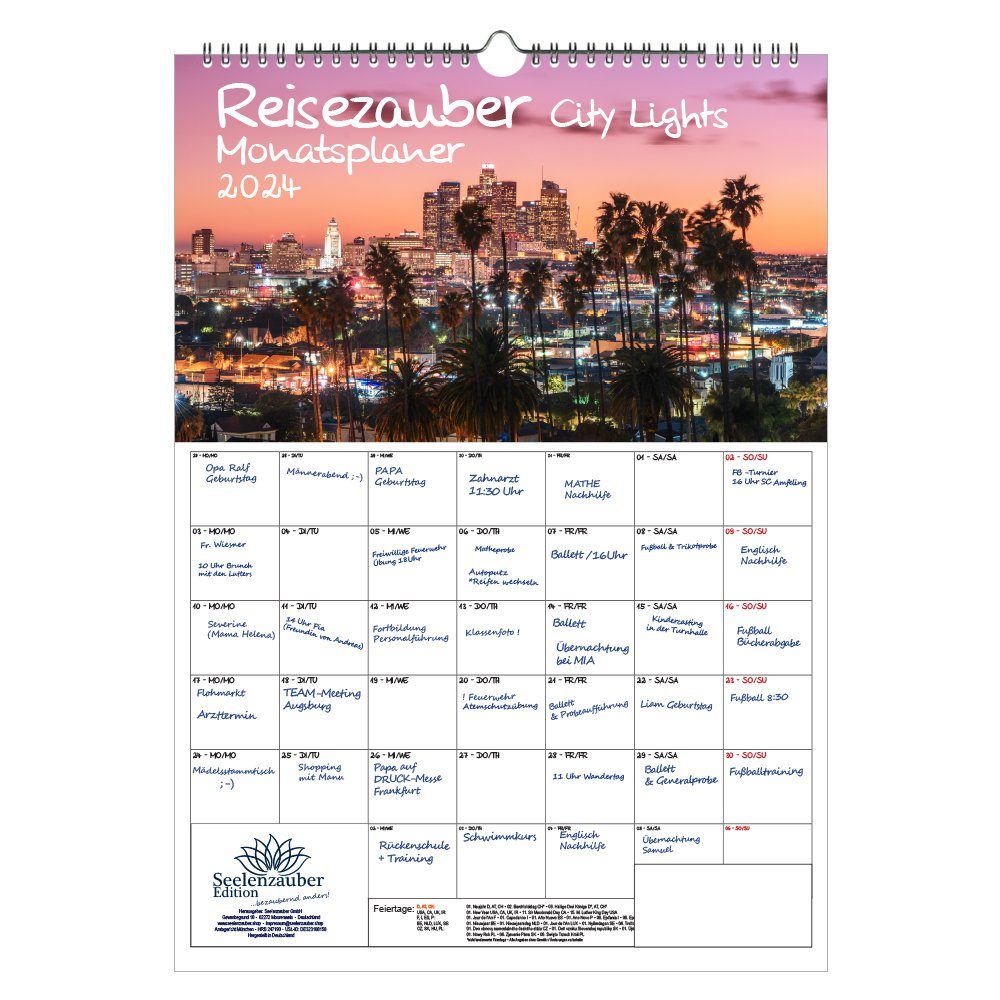 Seelenzauber Wandkalender Städtezauber City Lights Planer DIN A3