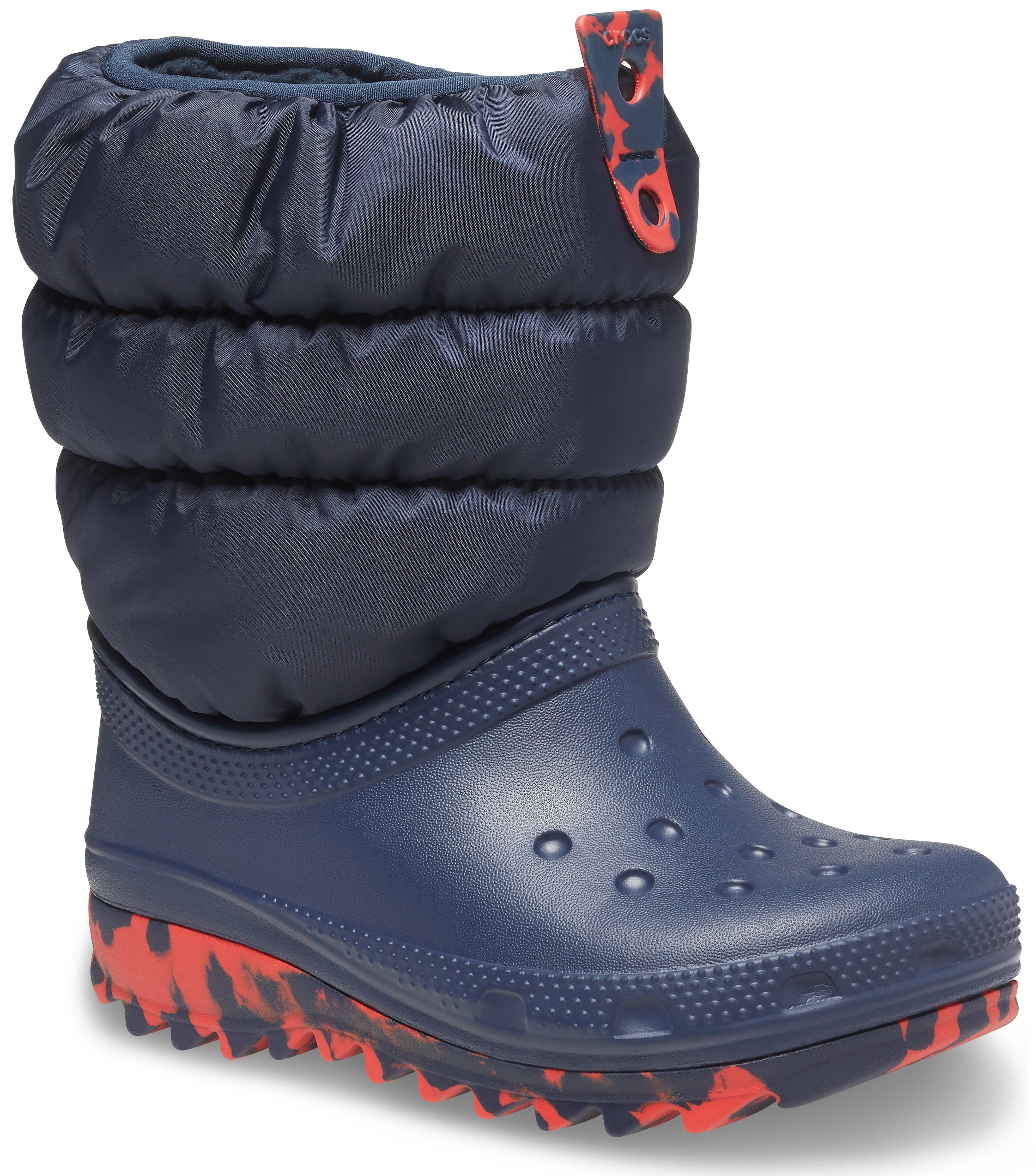 Crocs CLASSIC NEO BOOT Schlupfen K zum Winterboots navy-rot PUFF