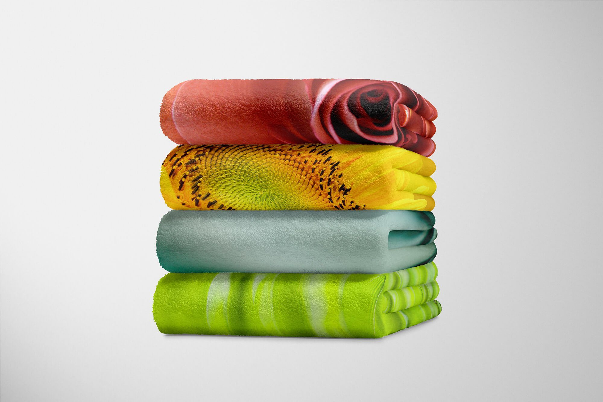 Sinus Art Handtücher Handtuch Fotomotiv Kuns, Baumwolle-Polyester-Mix Handtuch Pflanze Kuscheldecke (1-St), Grüne Saunatuch mit Strandhandtuch