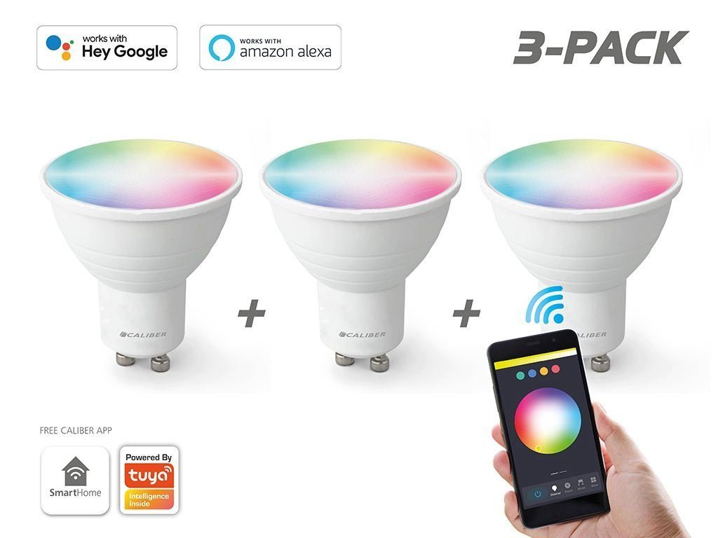 Caliber »GU10 Smart Lampe RGBW, Wlan Alexa Glühbirnen, Wifi LED  Leuchtmittel, 3 Pack (5 W = 50W, RGB und Warmweiß, Dimmbar per App oder  Sprache), Kompatibel mit Alexa Echo, Google Home« Smart-Home-Zubehör