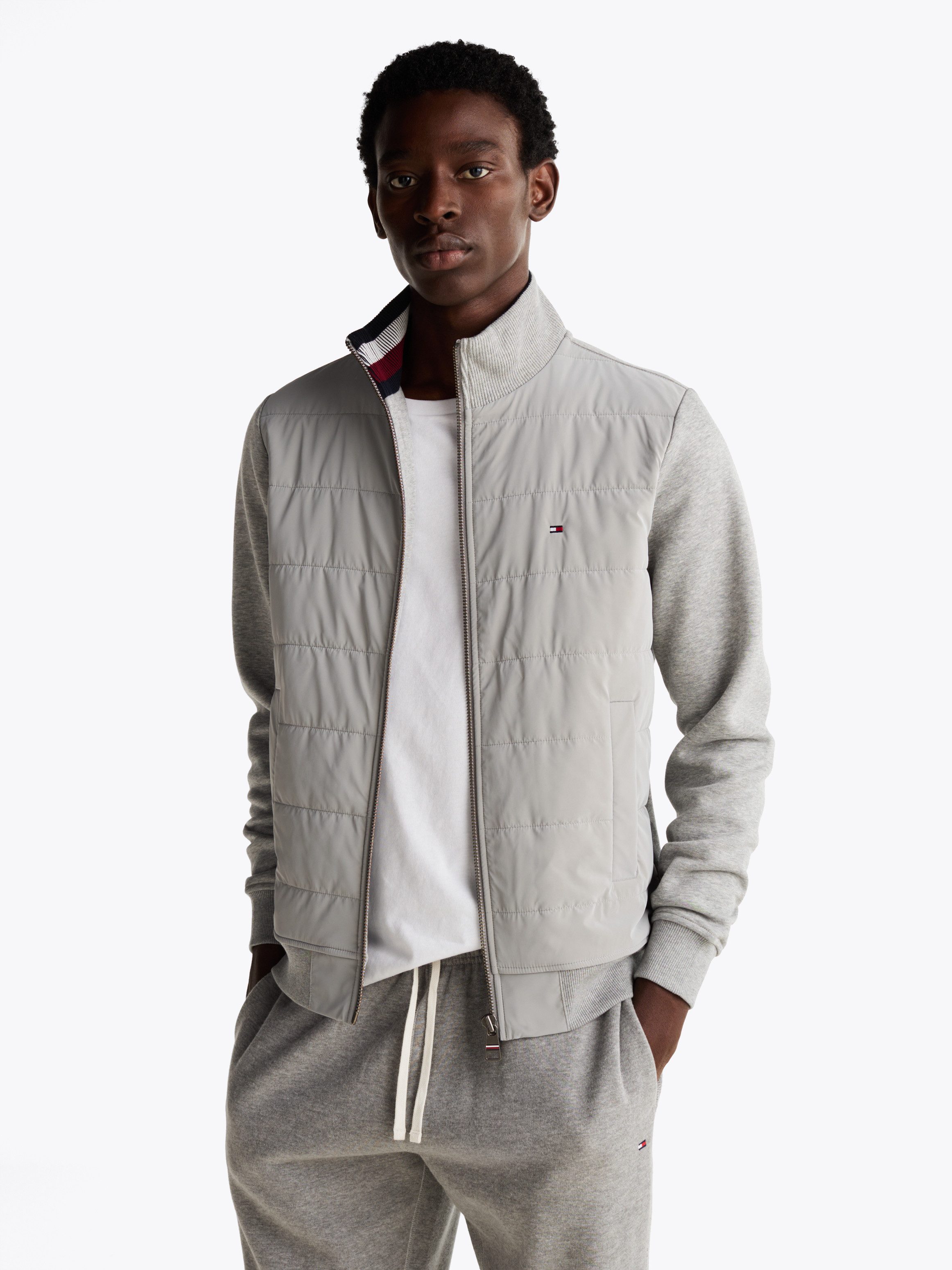 Tommy Hilfiger Sweatjacke MIX MEDIA ZIP THRU STAND CLR mit gestreiftem Innenkragen