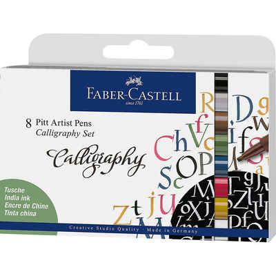 Faber-Castell Filzstift PITT ARTIST Pens Tuschestift Callygraphy, 8 Farben