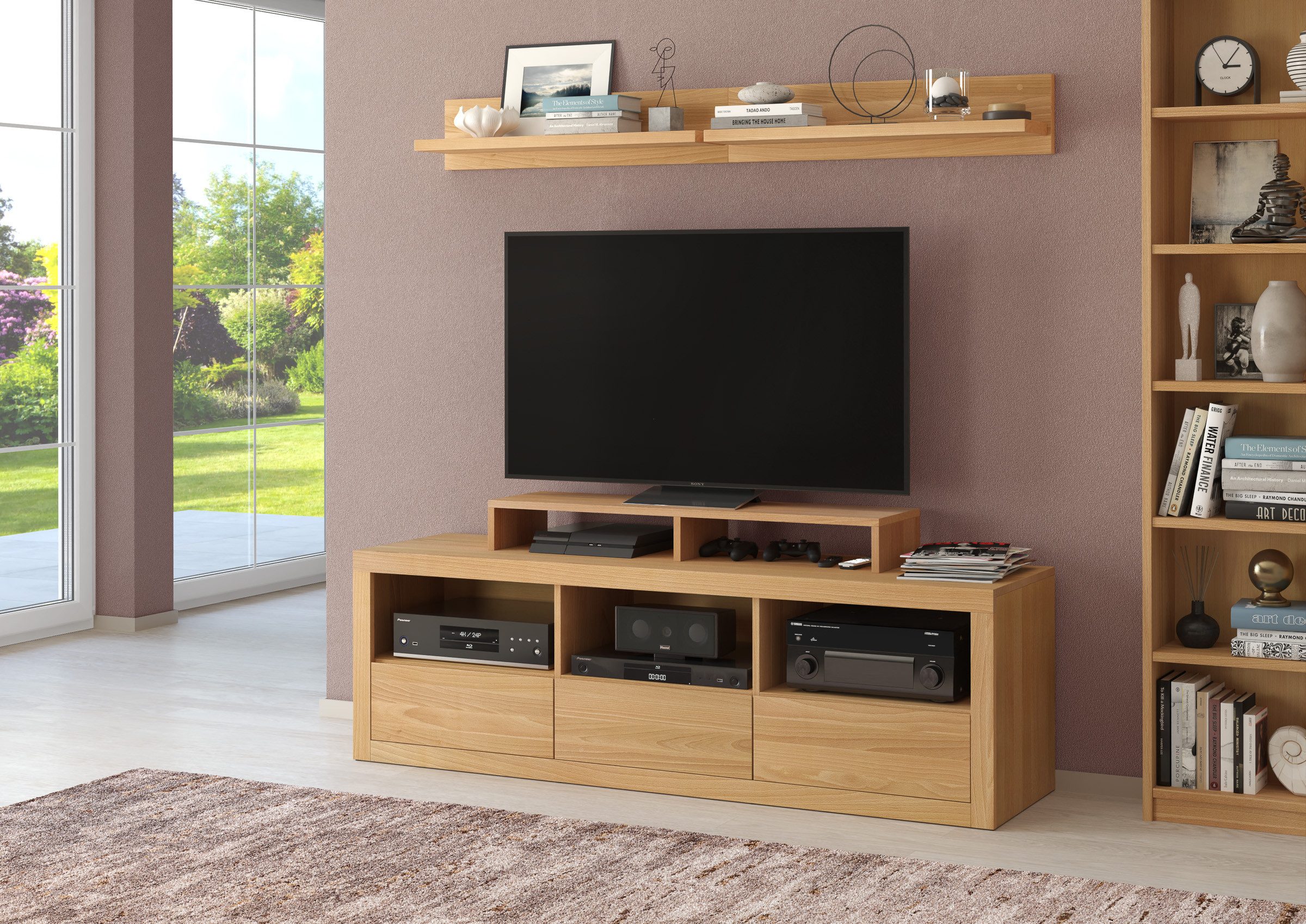 ERST-HOLZ Lowboard Lowboard TV-Schrank TV-Konsole Medienschrank Buche, 90.51-16 Fernsehboard TV-Element Lowboard160x44x50Buche natur