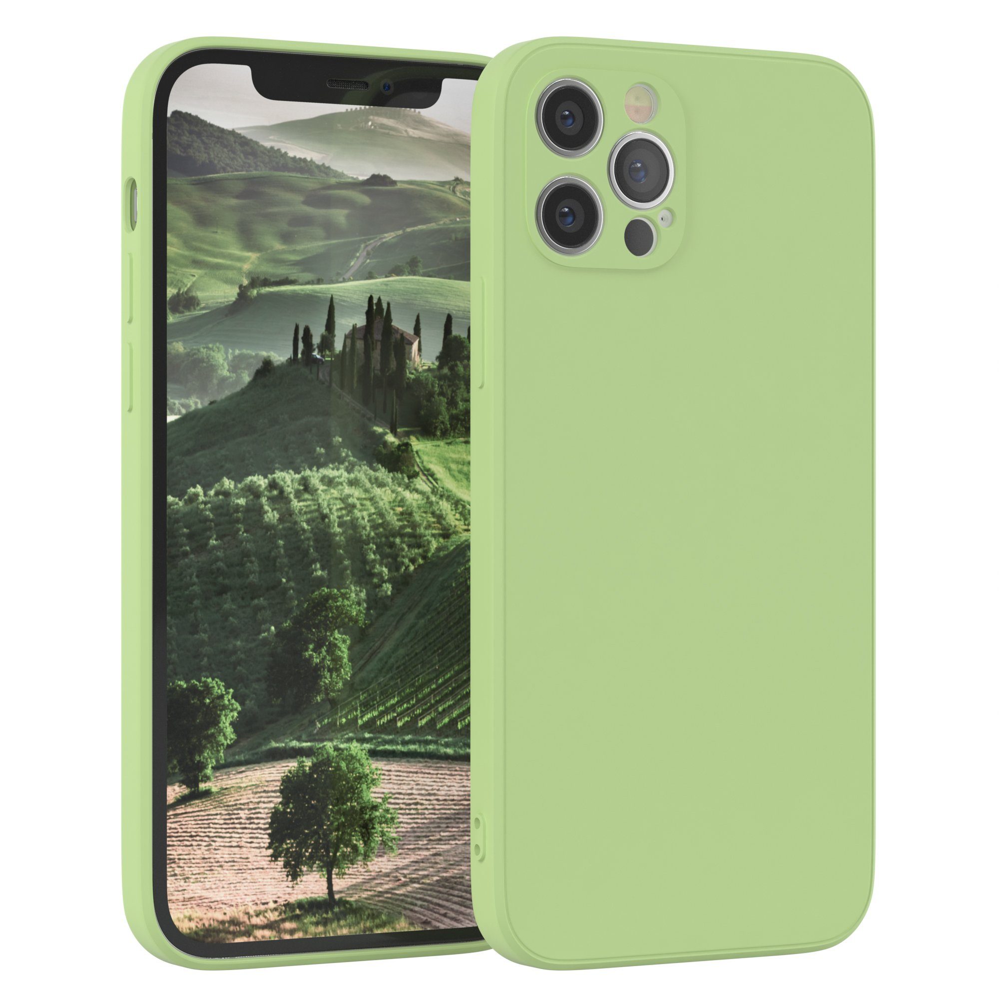 EAZY CASE Handyhülle für Apple iPhone 12 Pro Hülle Silikon 6,1 Zoll, Smart Slimcover Matt Silikon Schutzhülle mit Kameraschutz tpu Grün