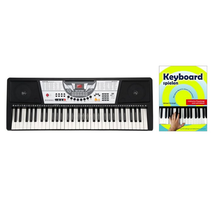 McGrey Home Keyboard BK-6100 - 61 Tasten Einsteigerkeyboard (Schüler-Set 2 tlg. inkl. Keyboardschule) 100 Klänge und Intelligent Guide-Funktion