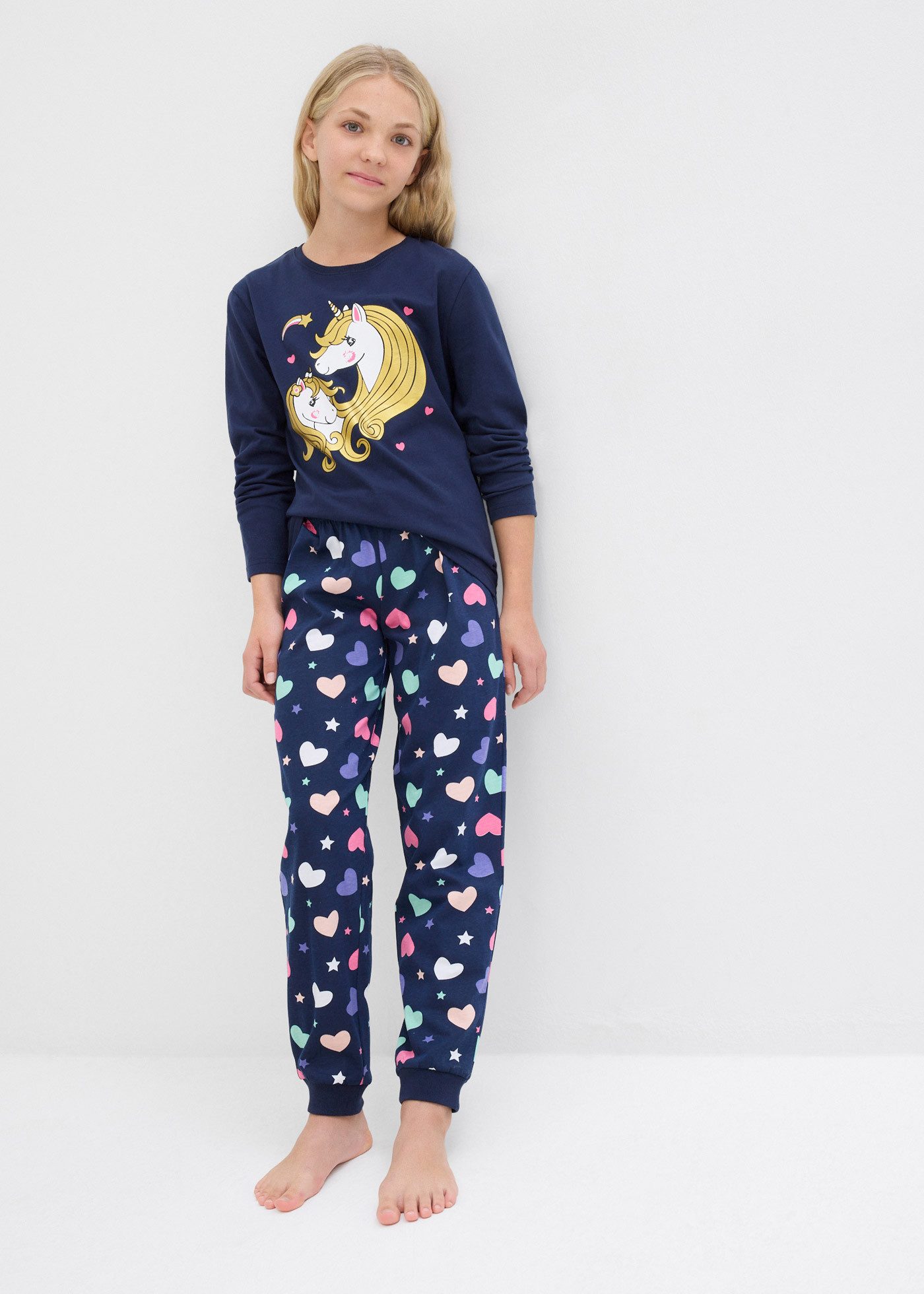 bonprix Pyjama (Set, 2 tlg) bequeme Passform, aus Baumwolle, mit coolem Motiv