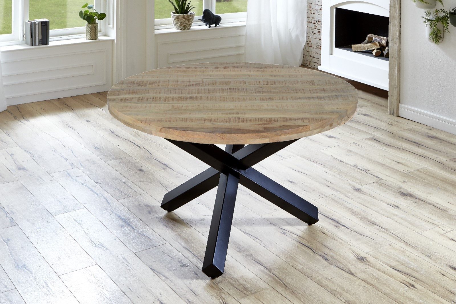 SAM® Esstisch Runi, Mangoholz im Used-Look, runde Tischplatte (50mm), Stern günstig online kaufen