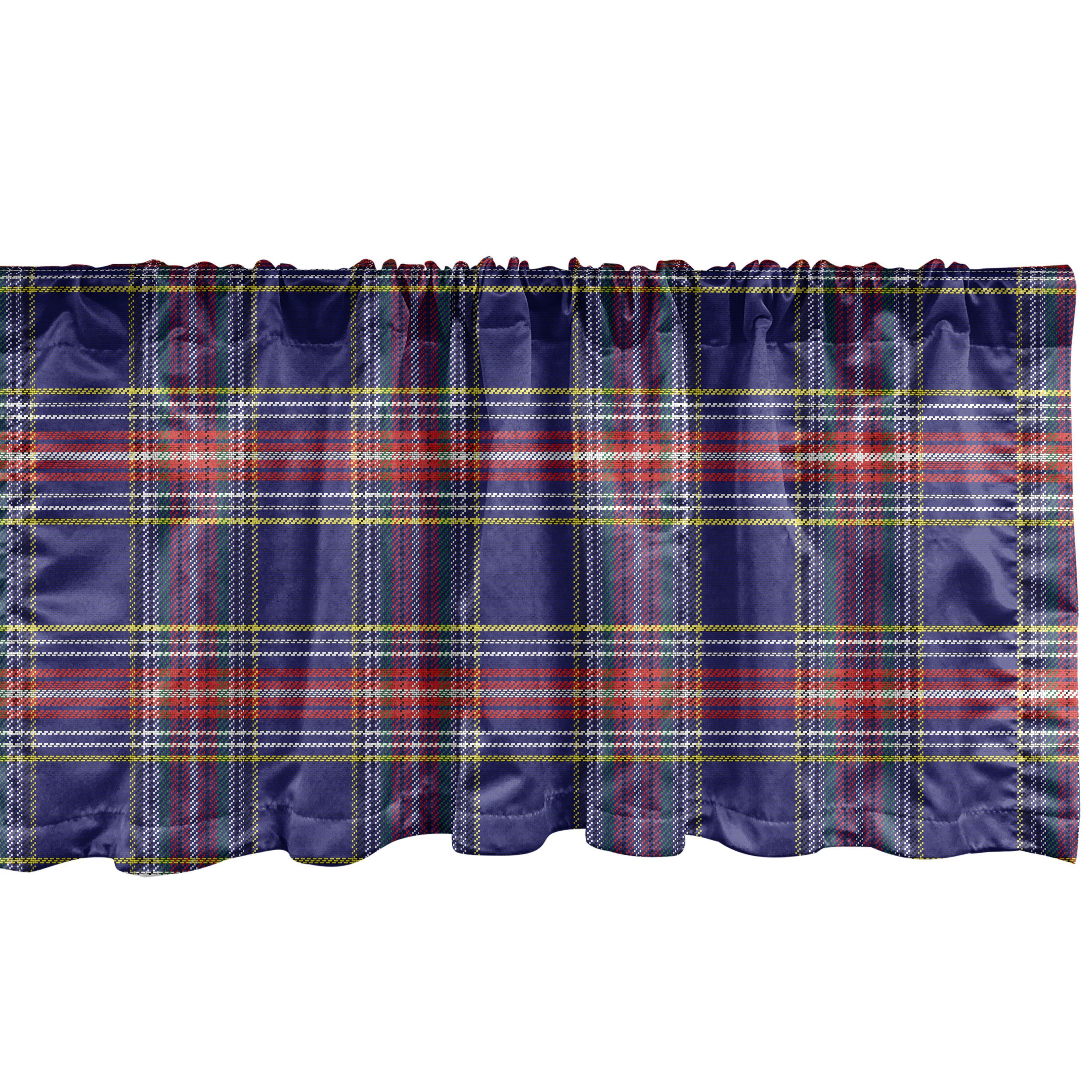 Scheibengardine Vorhang Volant für Küche Schlafzimmer Dekor mit Stangentasche, Abakuhaus, Microfaser, Plaid Scottish Country Style