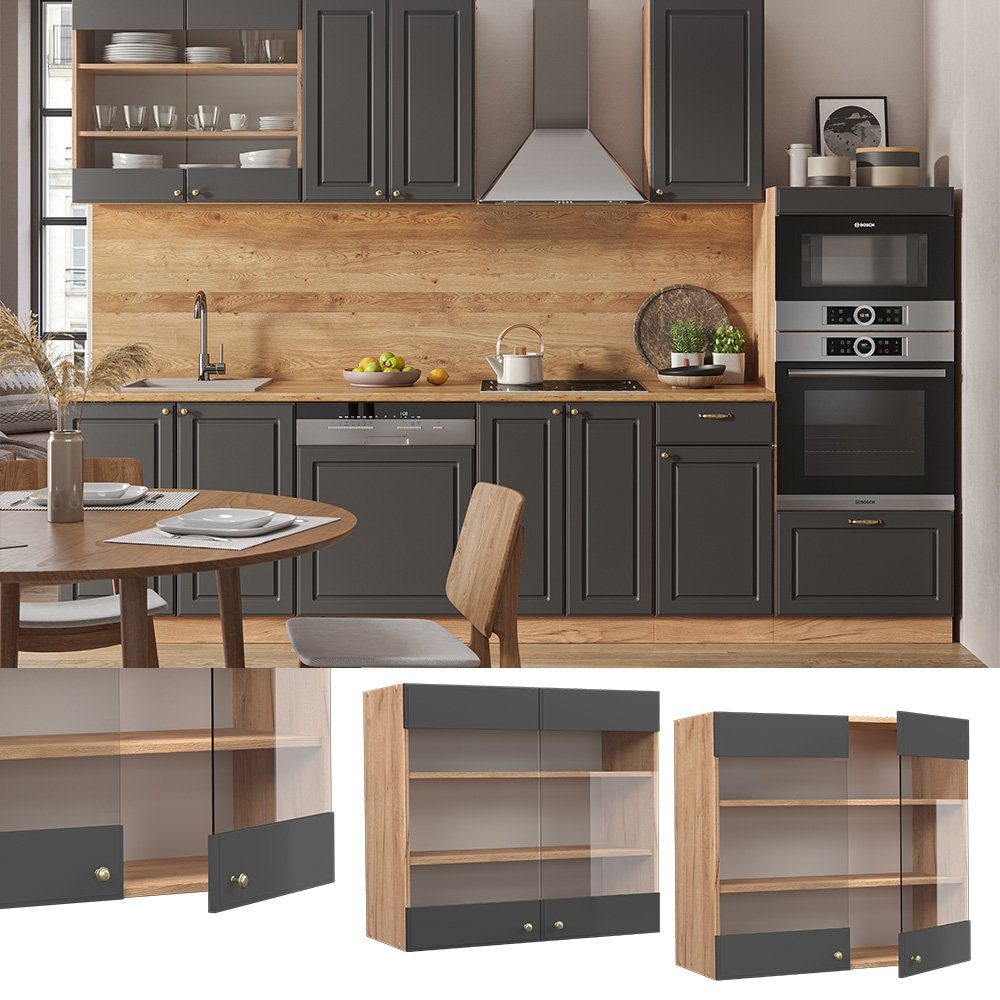 Vicco Glashängeschrank Fame-Line, Anthrazit-Gold/Goldkraft Eiche, 80 günstig online kaufen