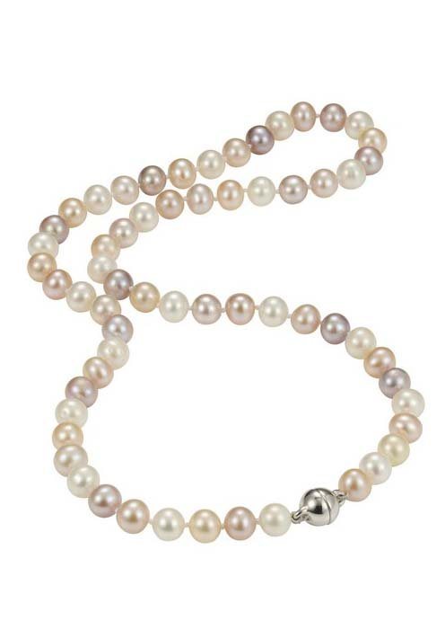 Firetti Perlenkette Schmuck Geschenk Halsschmuck Halskette Perle, zu Kleid,  Shirt, Jeans, Sneaker! Anlass Geburtstag Weihnachten, Perlkette mit  Magnetverschluß und naturfarbenen Perlen