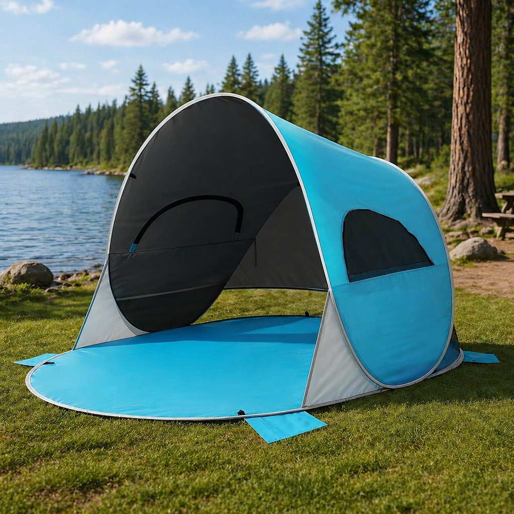 Kuppelzelt Strandmuschel Pop-Up Zelt mit UV-Schutz 50+, 2-4 Personen Strandzelt